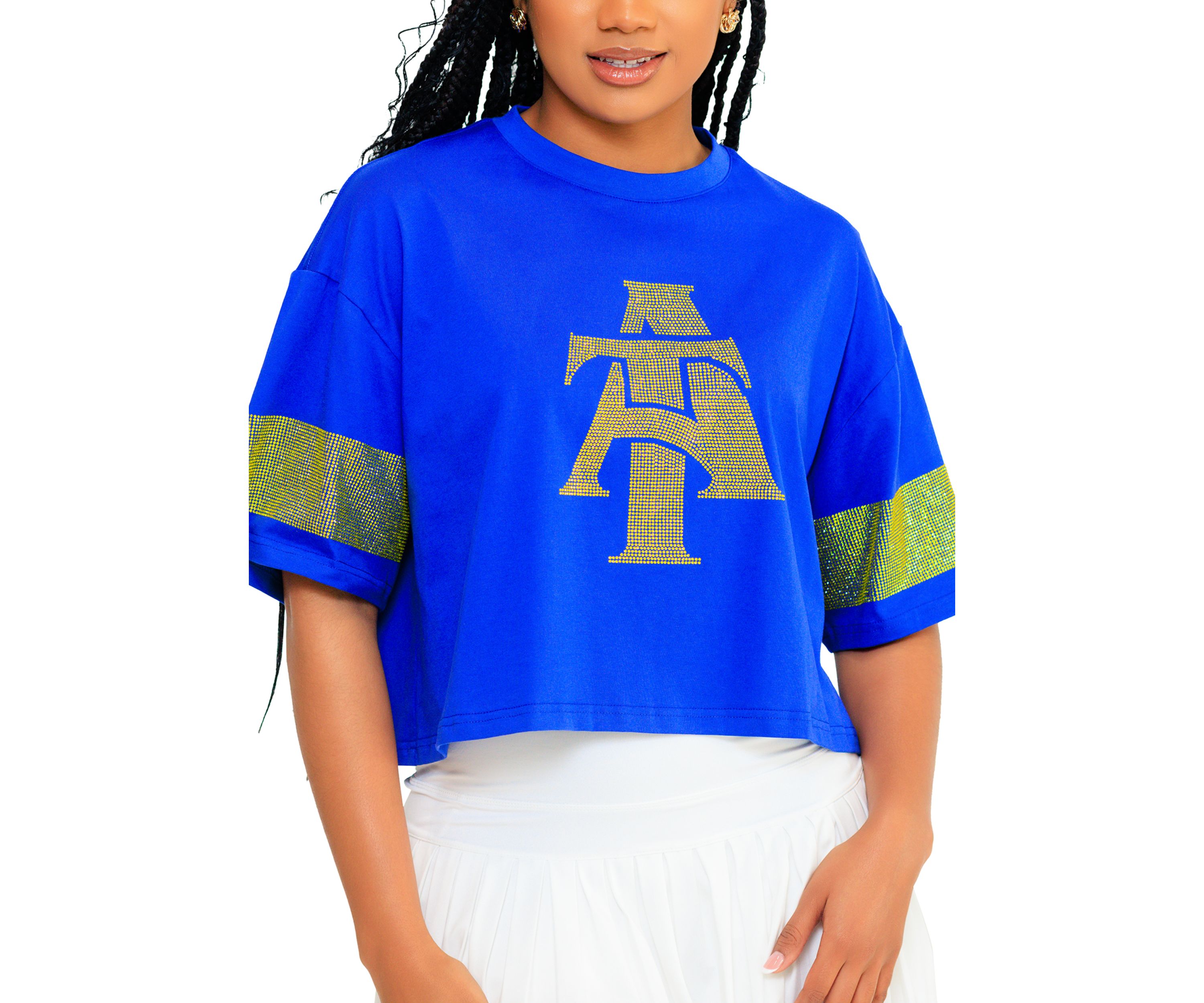 NCAA NC A&T Aggies Cropped Rhinestone T-Shirt