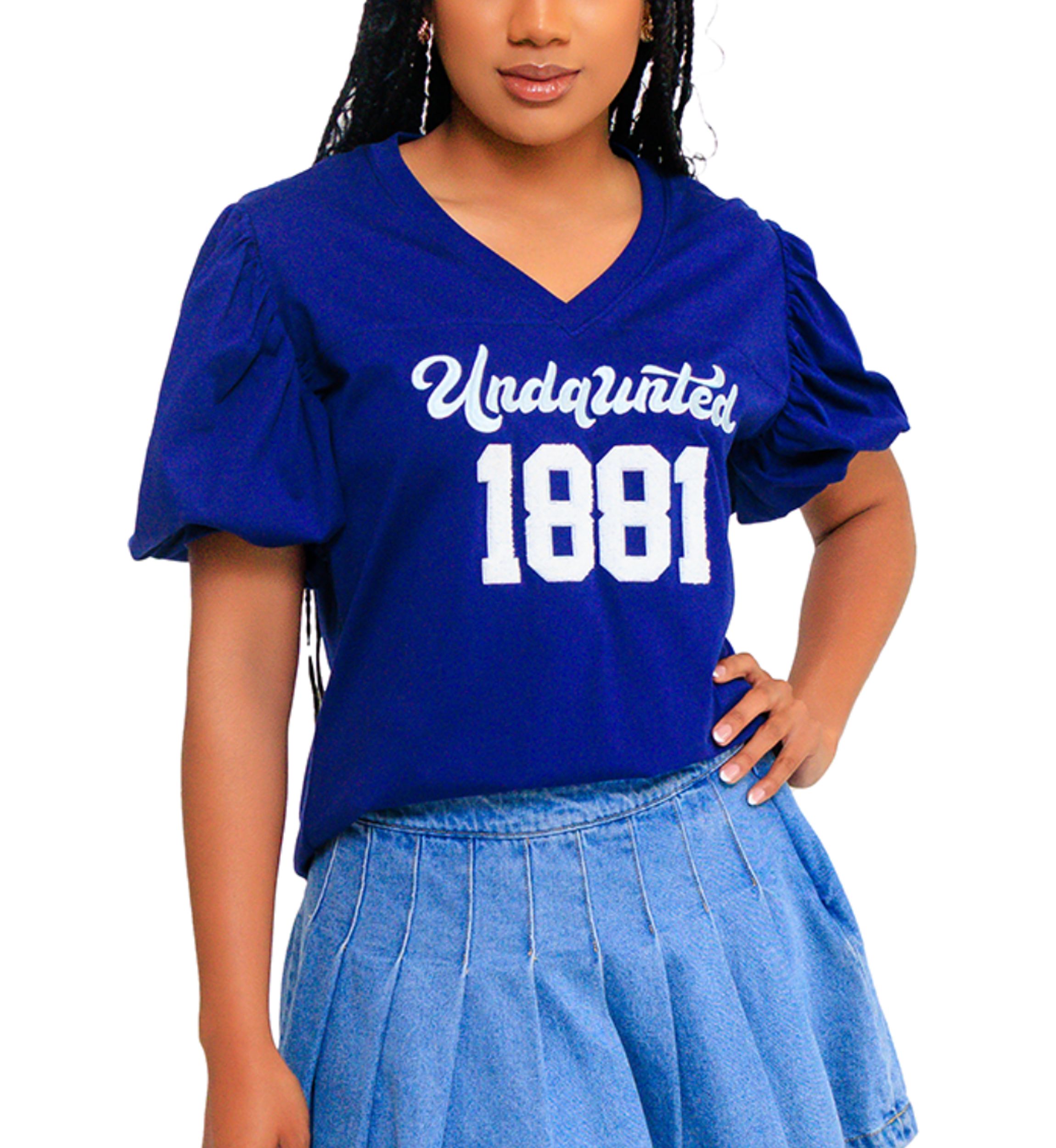 NCAA Spelman Jaguars V-Neck Puff Sleeve Top
