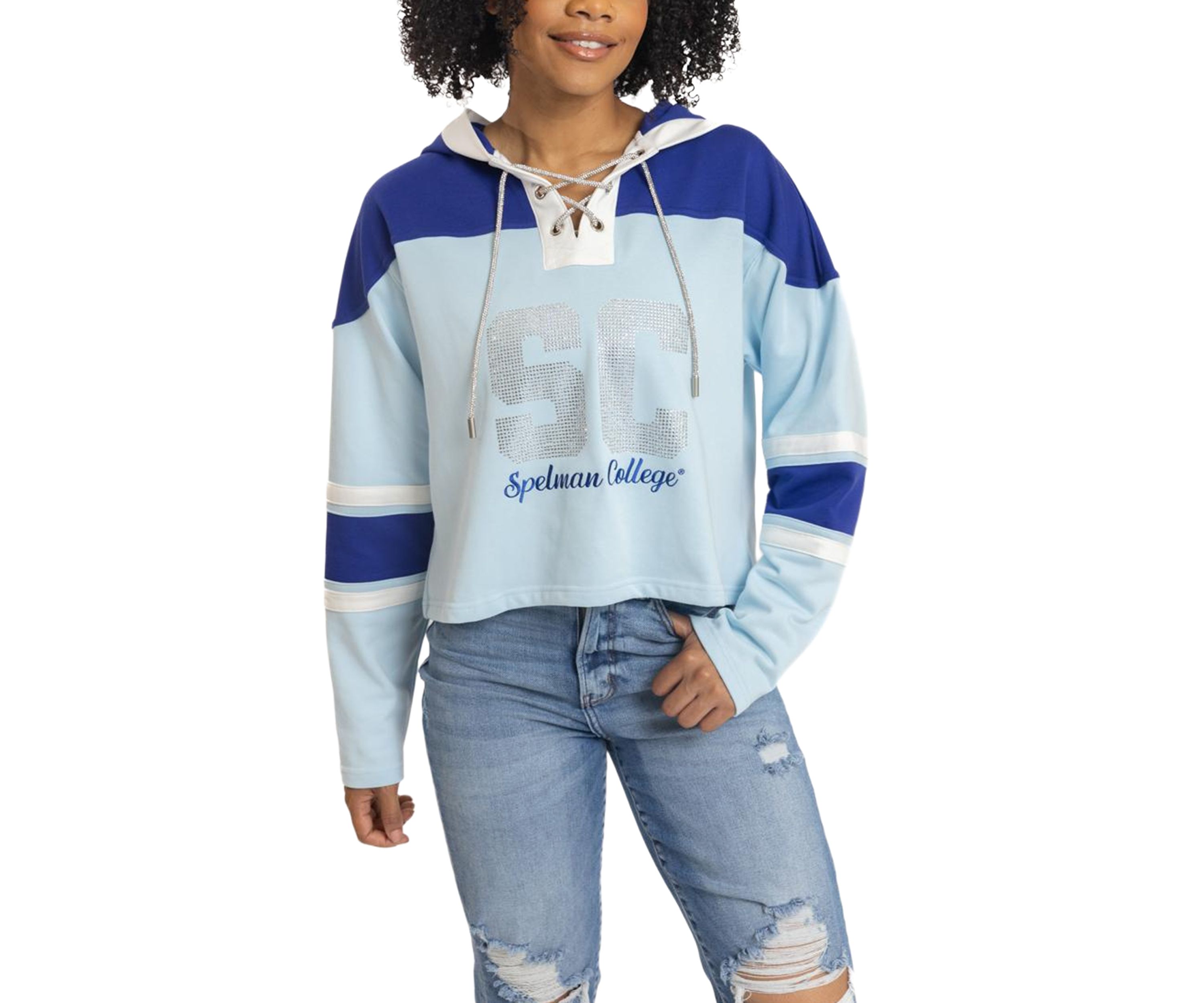 NCAA Spelman Cropped Graphic Sweatshirt Hoodie