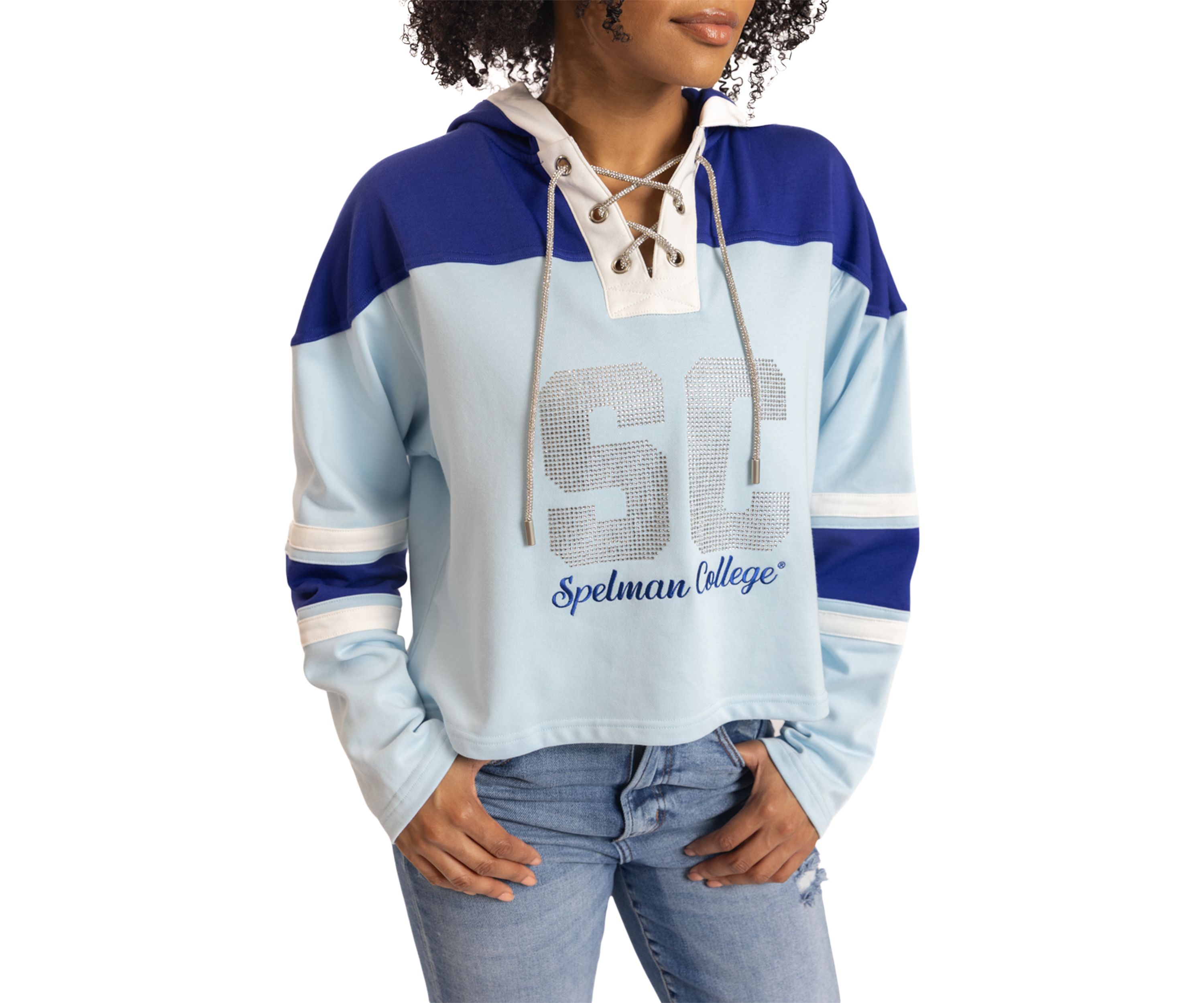 NCAA Spelman Cropped Graphic Sweatshirt Hoodie