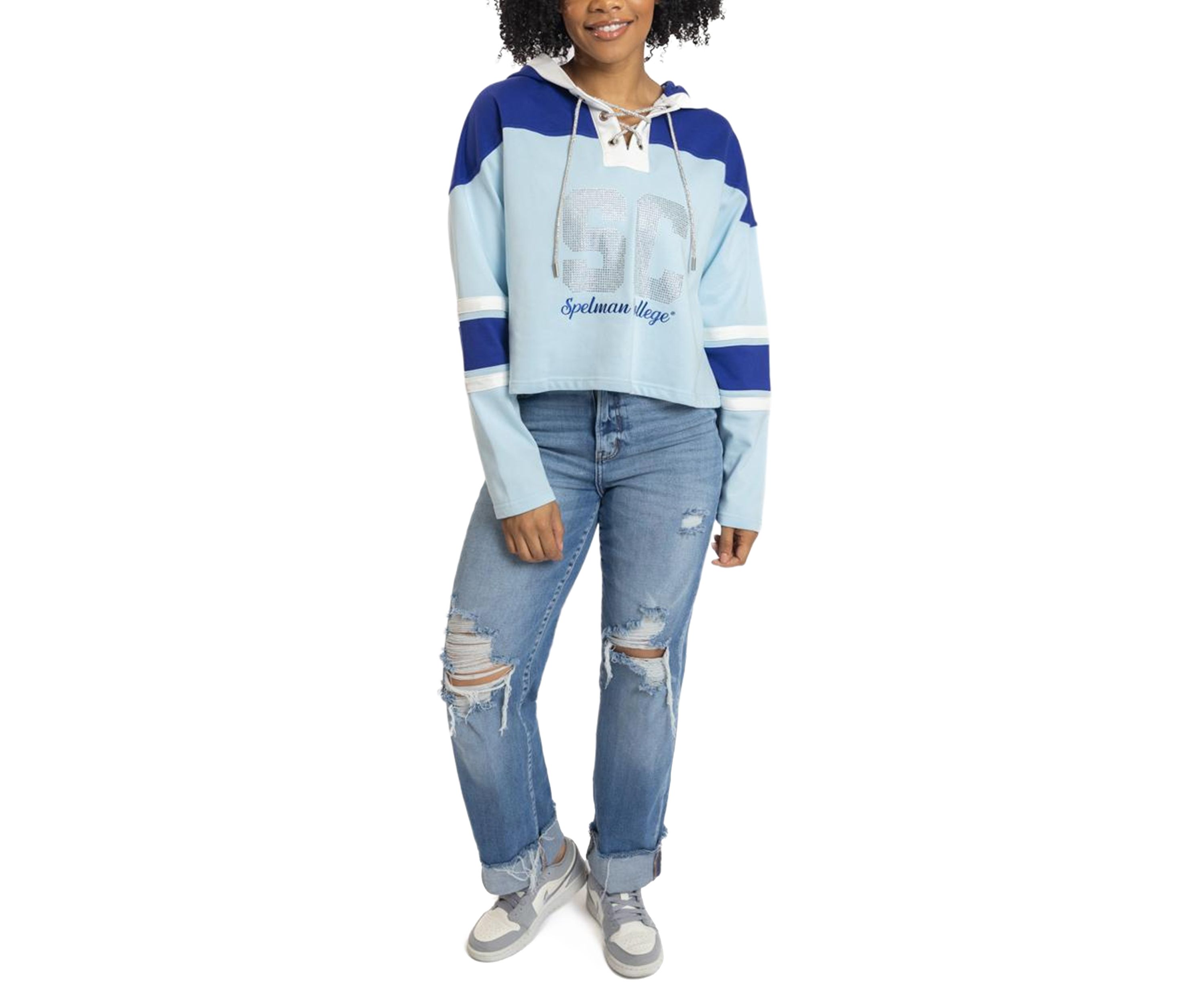 NCAA Spelman Cropped Graphic Sweatshirt Hoodie