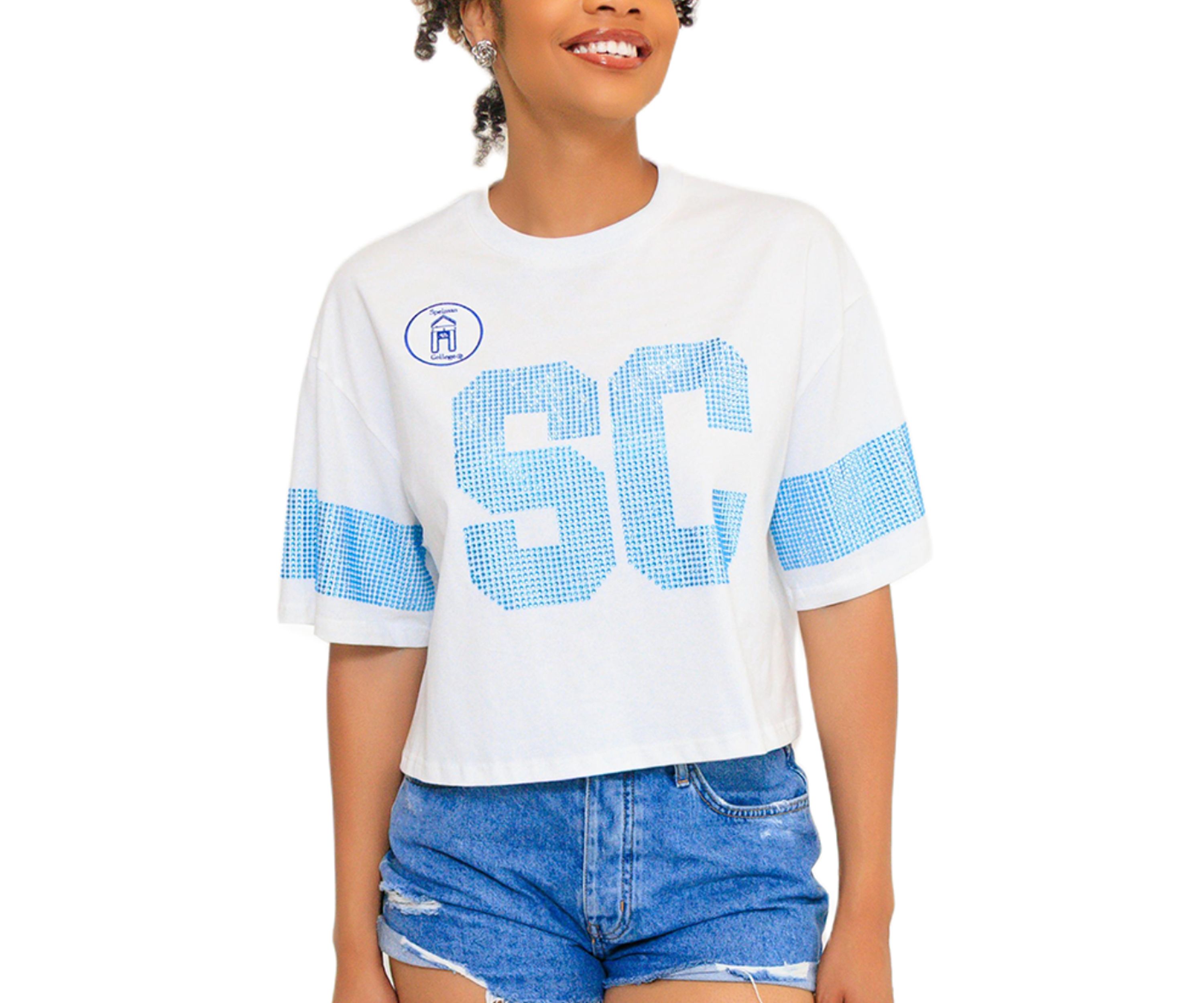 NCAA Spelman Jaguars Cropped Rhinestone T-Shirt
