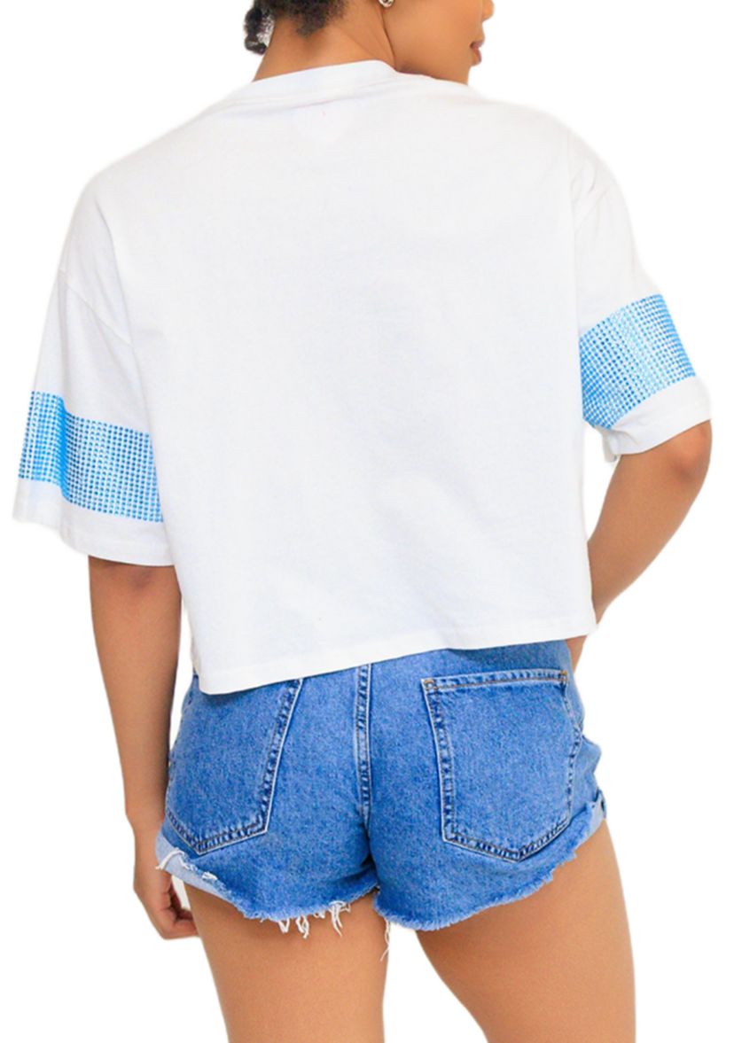 NCAA Spelman Jaguars Cropped Rhinestone T-Shirt