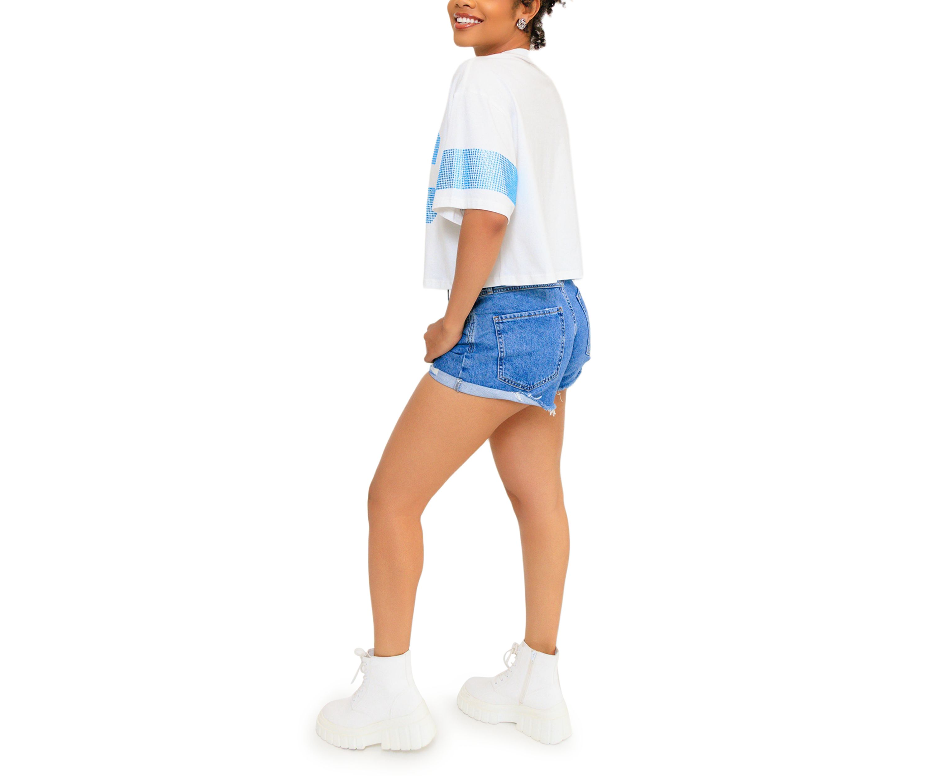 NCAA Spelman Jaguars Cropped Rhinestone T-Shirt