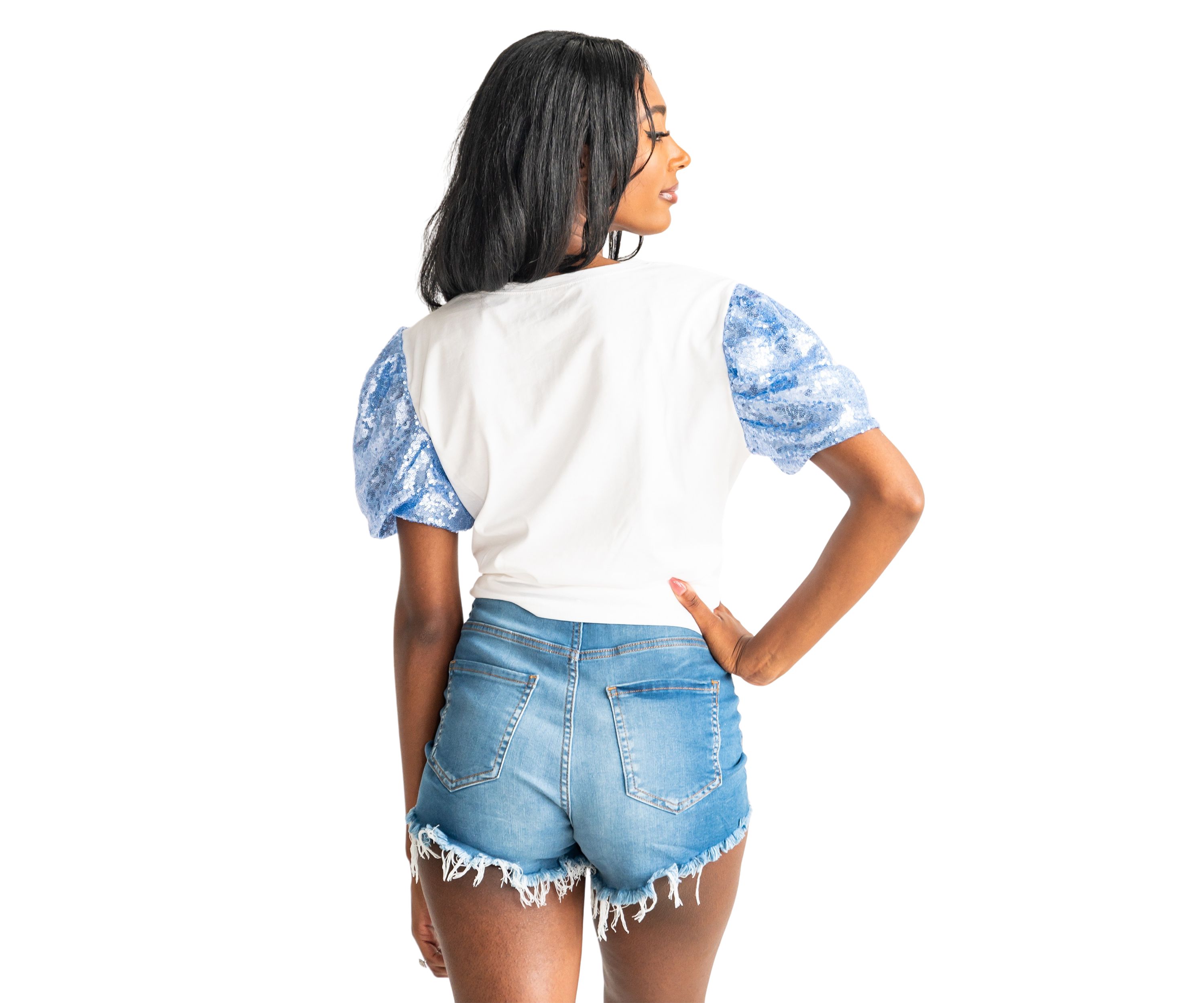 NCAA Spelman Jaguars Sequin Sleeve T-Shirt 