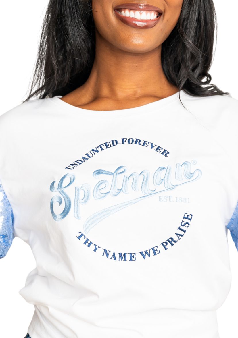 NCAA Spelman Jaguars Sequin Sleeve T-Shirt 