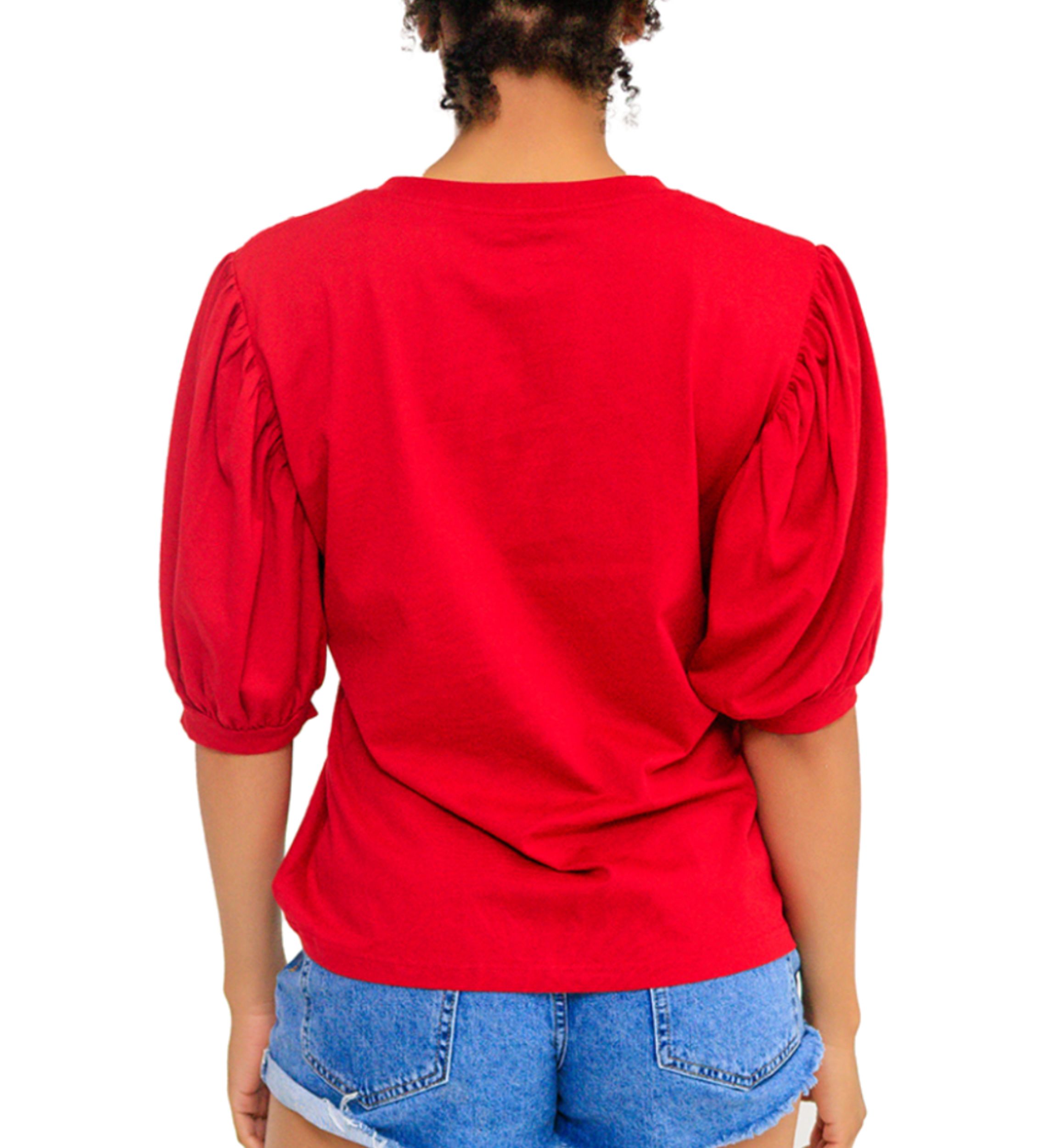 NCAA Tuskegee Golden Tigers V-Neck Puff Sleeve Top