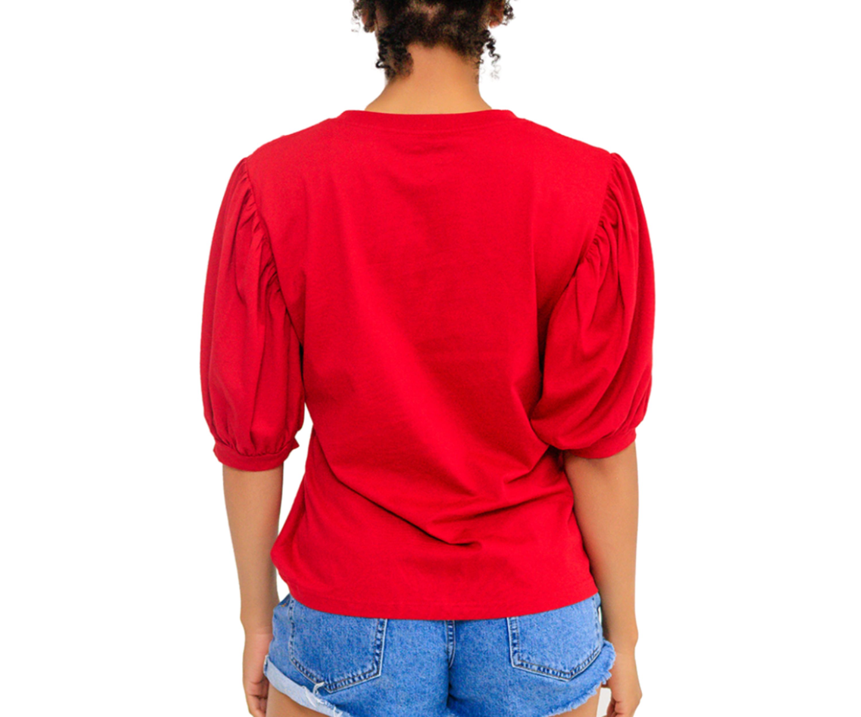 NCAA Tuskegee Golden Tigers V-Neck Puff Sleeve Top