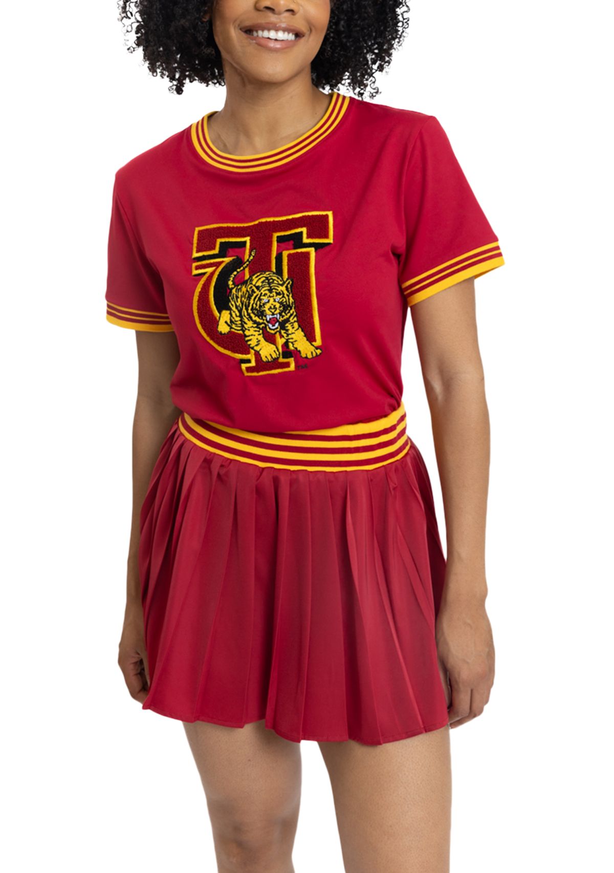 NCAA Tuskegee Golden Tigers University Pleated Tennis Skirt and T-Shirt Set