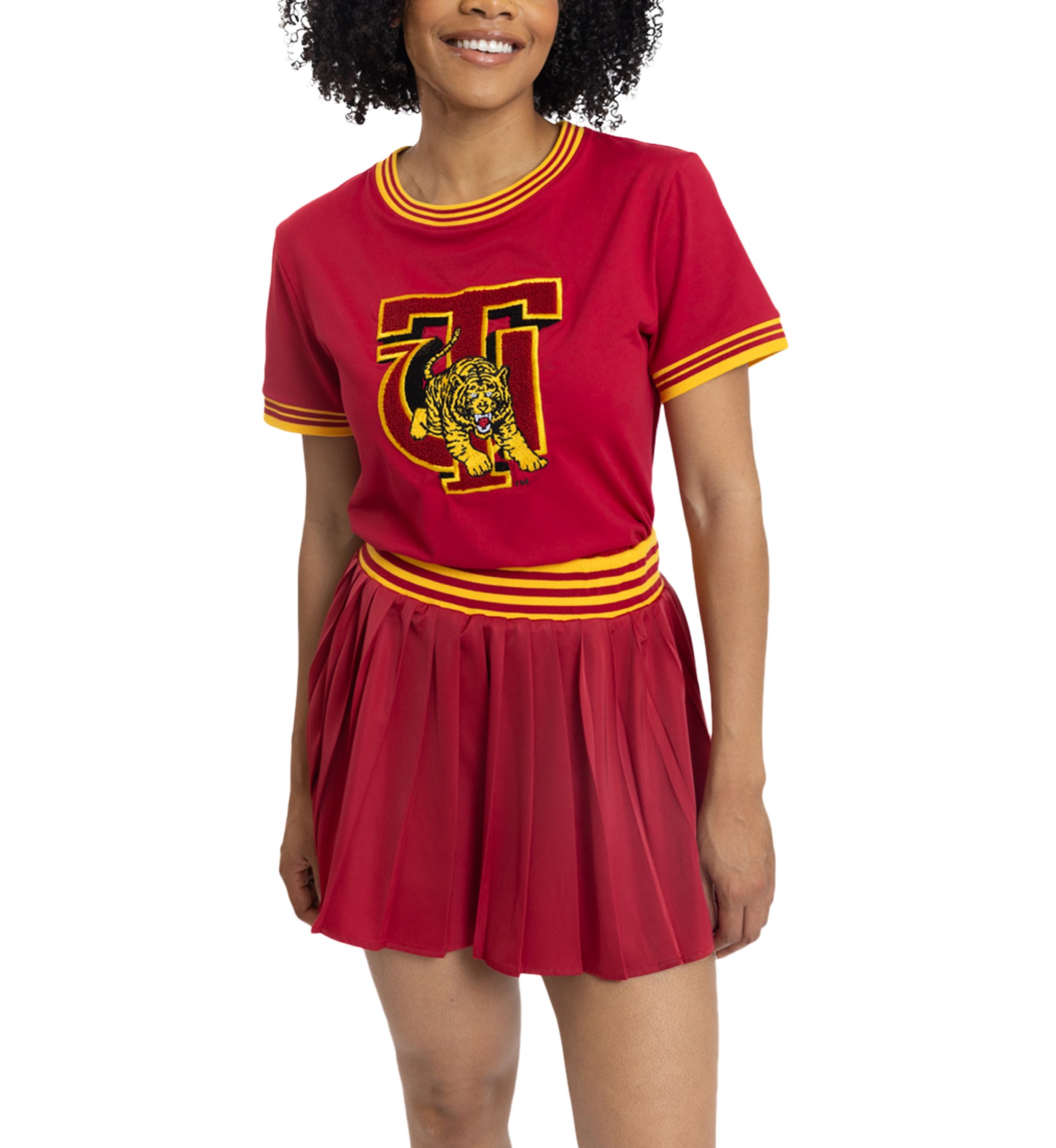 NCAA Tuskegee Golden Tigers University Pleated Tennis Skirt and T-Shirt Set