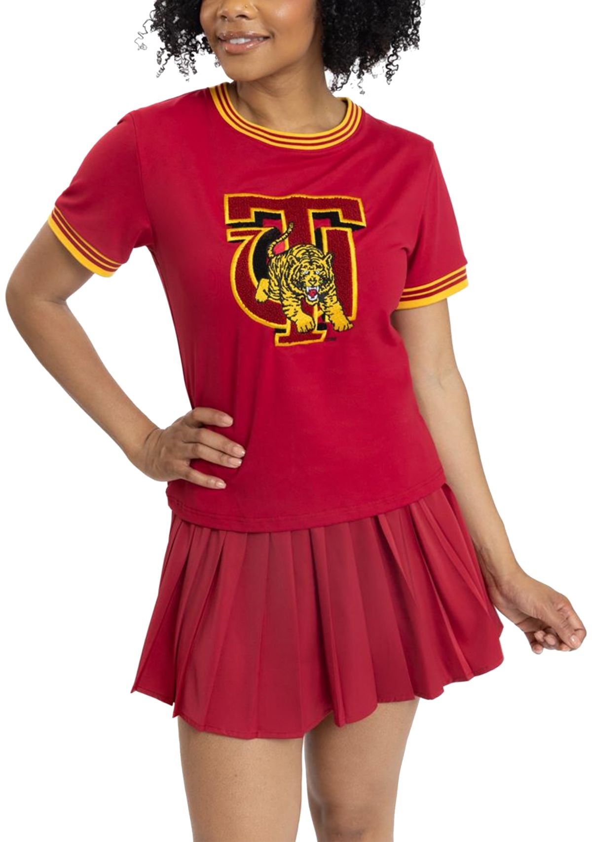 NCAA Tuskegee Golden Tigers University Pleated Tennis Skirt and T-Shirt Set