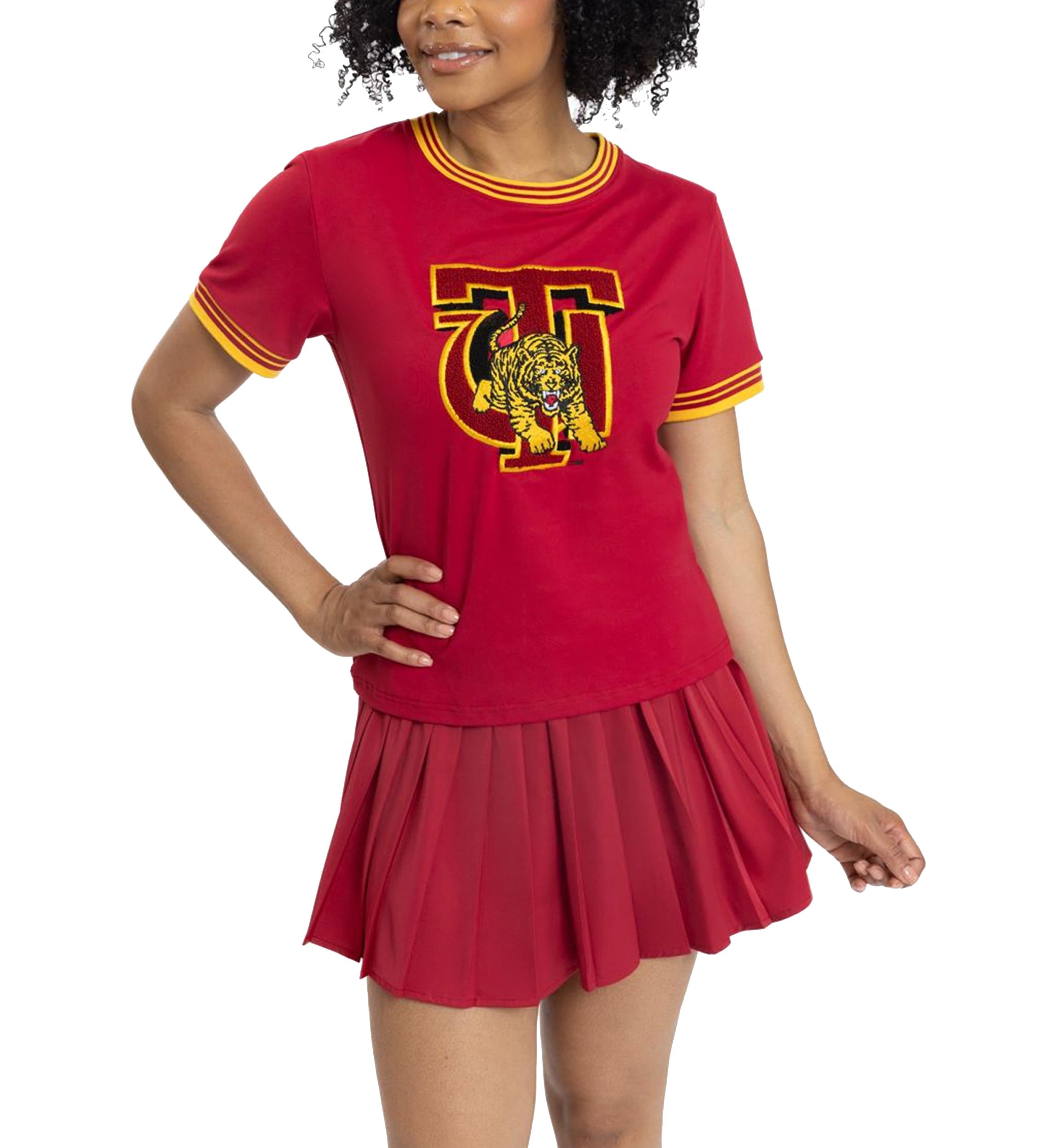NCAA Tuskegee Golden Tigers University Pleated Tennis Skirt and T-Shirt Set