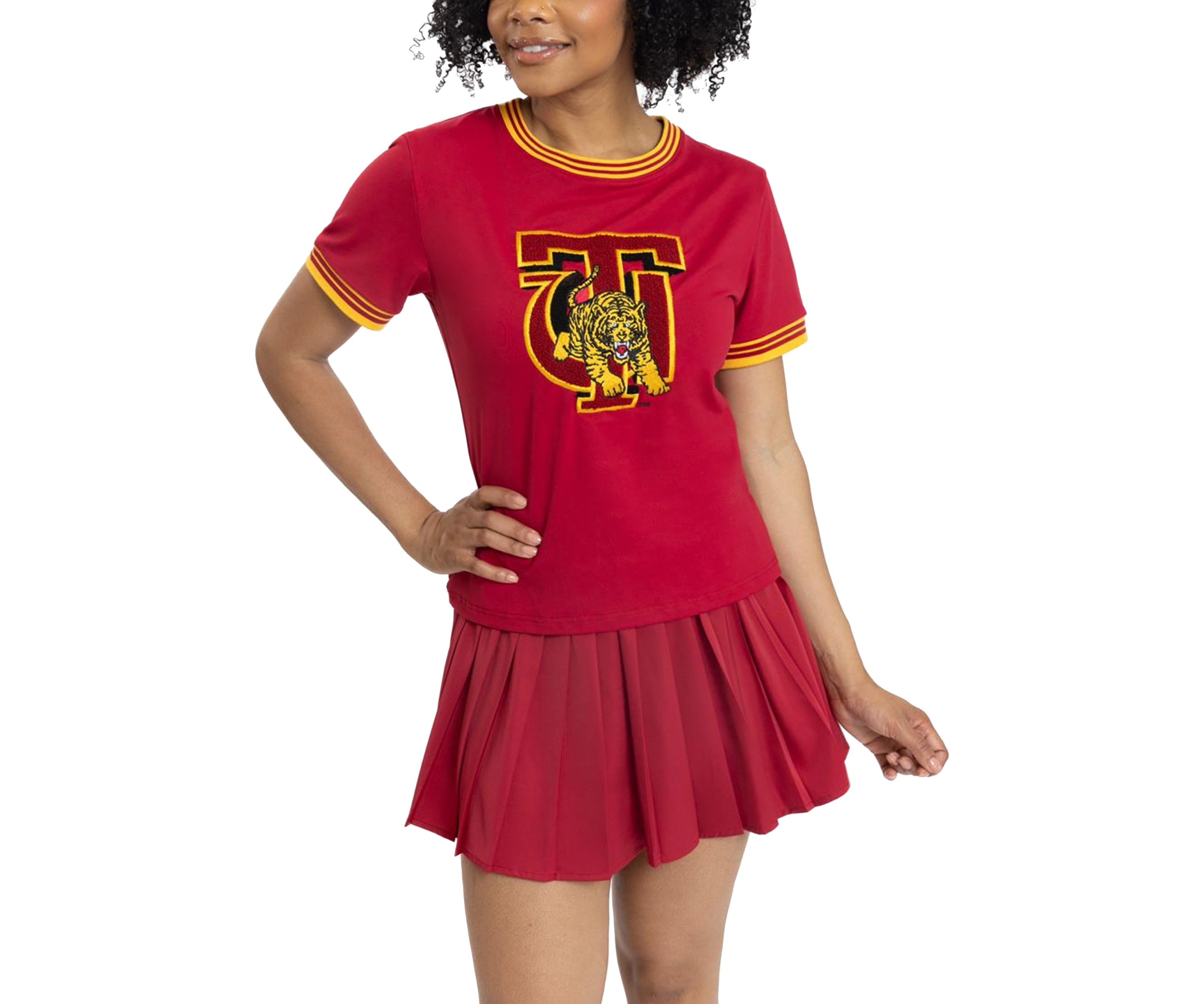 NCAA Tuskegee Golden Tigers University Pleated Tennis Skirt and T-Shirt Set