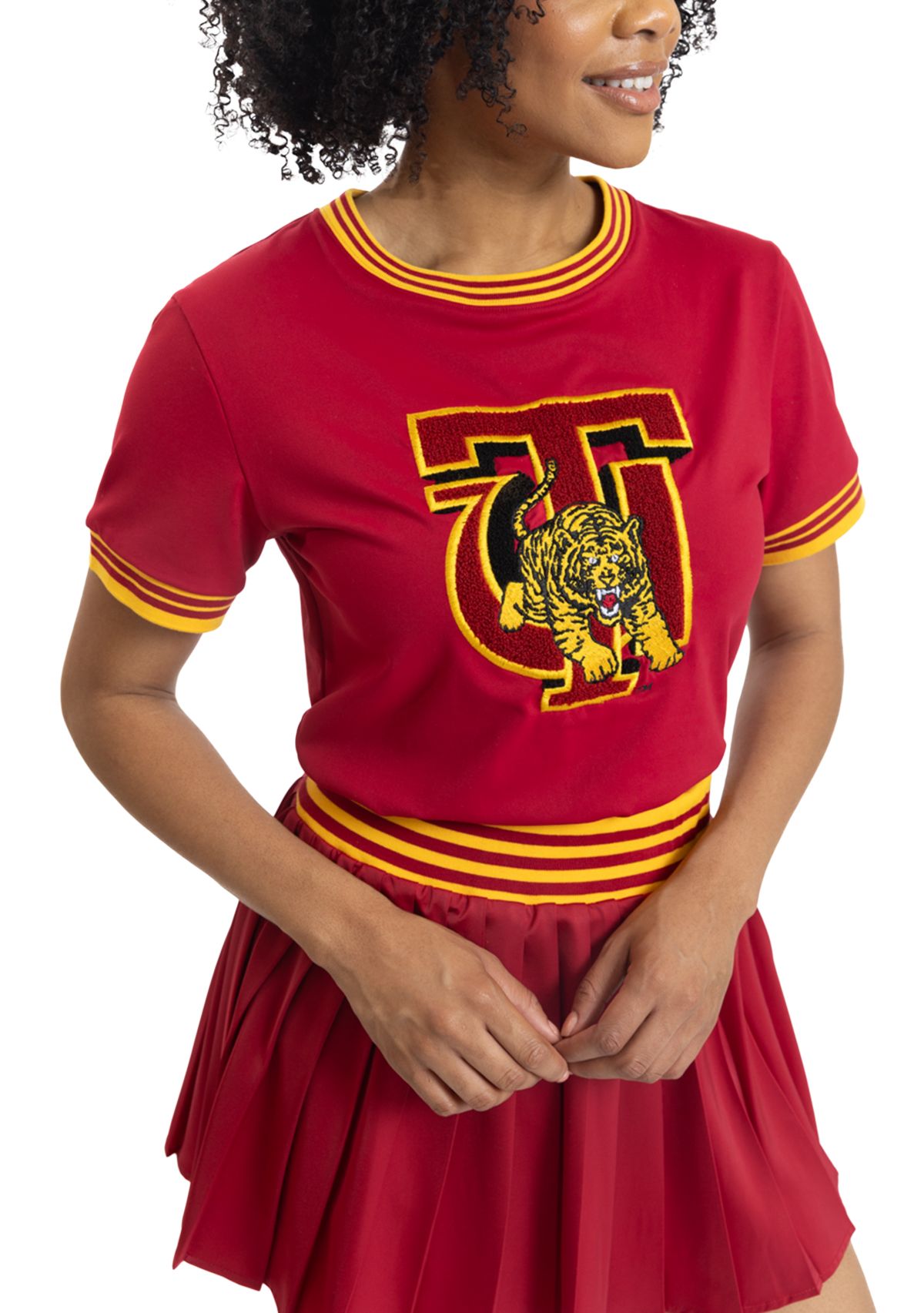 NCAA Tuskegee Golden Tigers University Pleated Tennis Skirt and T-Shirt Set