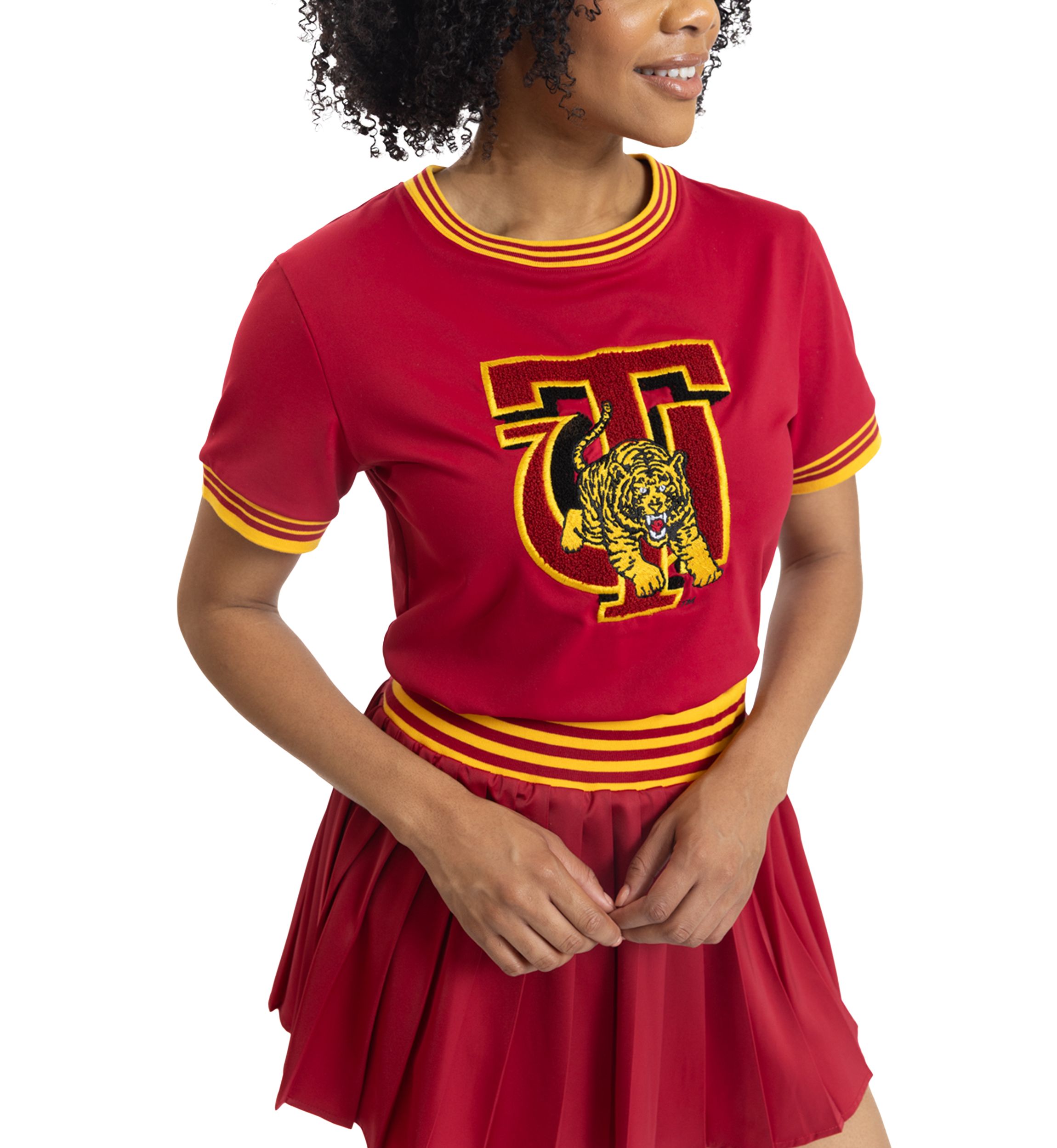 NCAA Tuskegee Golden Tigers University Pleated Tennis Skirt and T-Shirt Set