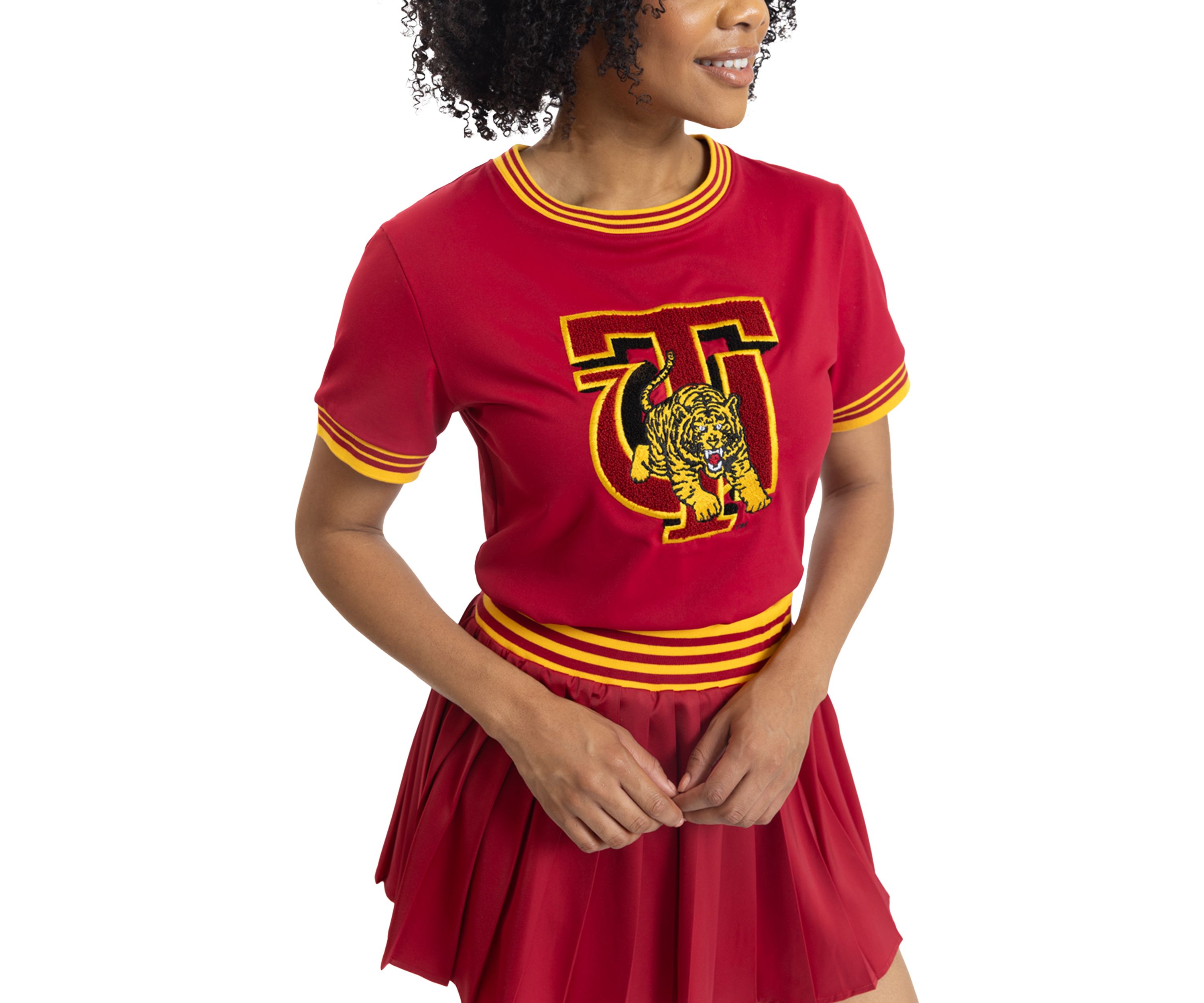 NCAA Tuskegee Golden Tigers University Pleated Tennis Skirt and T-Shirt Set