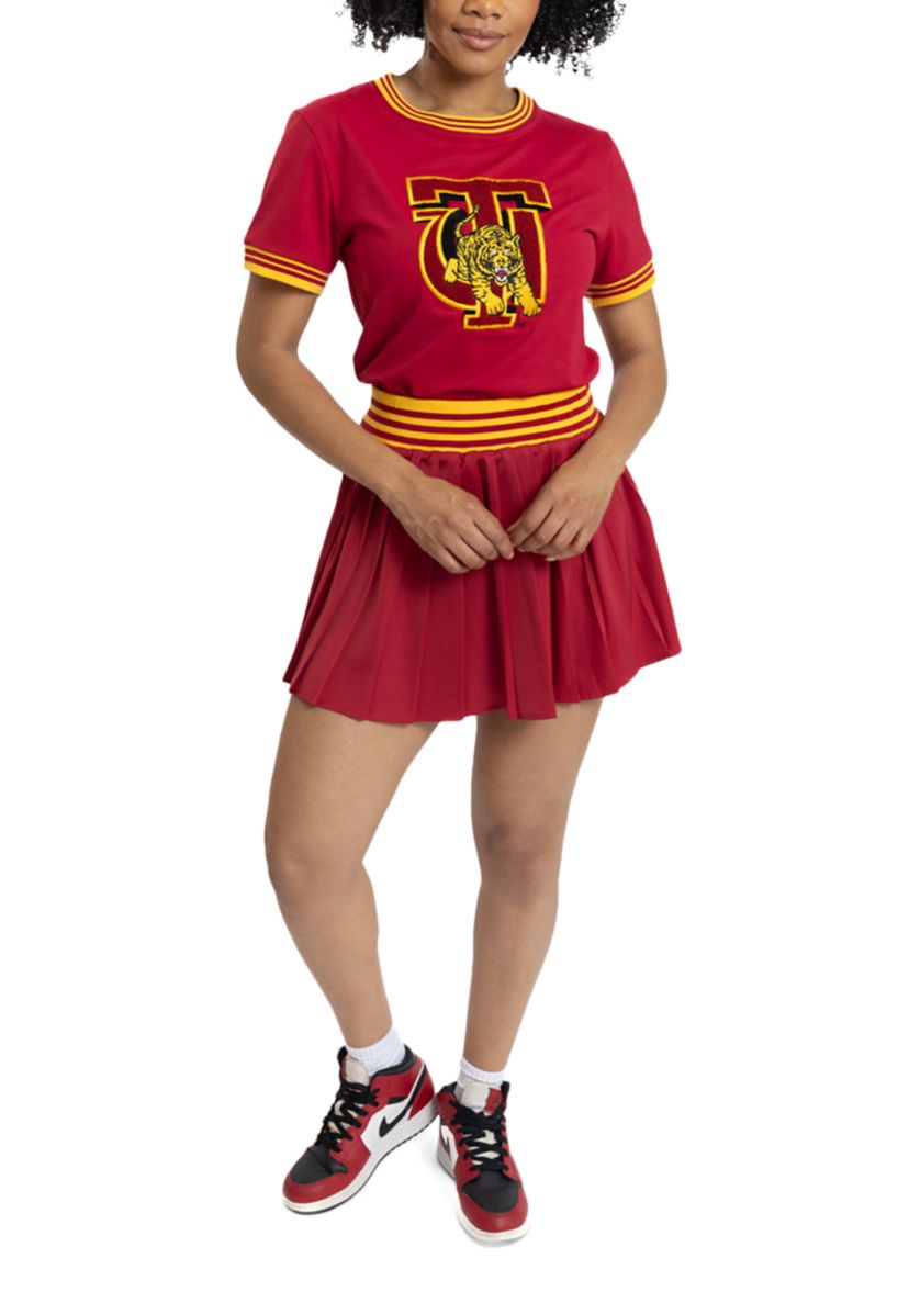 NCAA Tuskegee Golden Tigers University Pleated Tennis Skirt and T-Shirt Set