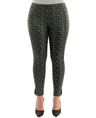ZAC & RACHEL Women's Printed Scuba Suede Ankle Length Legging, Black, Small