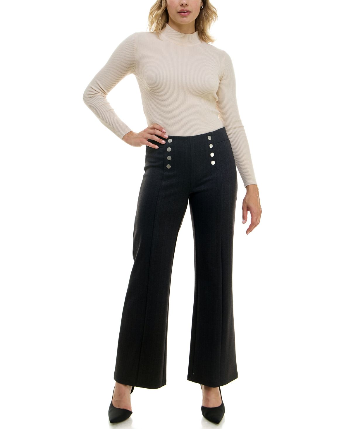 ZAC & RACHEL Wide Leg Compression Pant With Button Detail | Belk