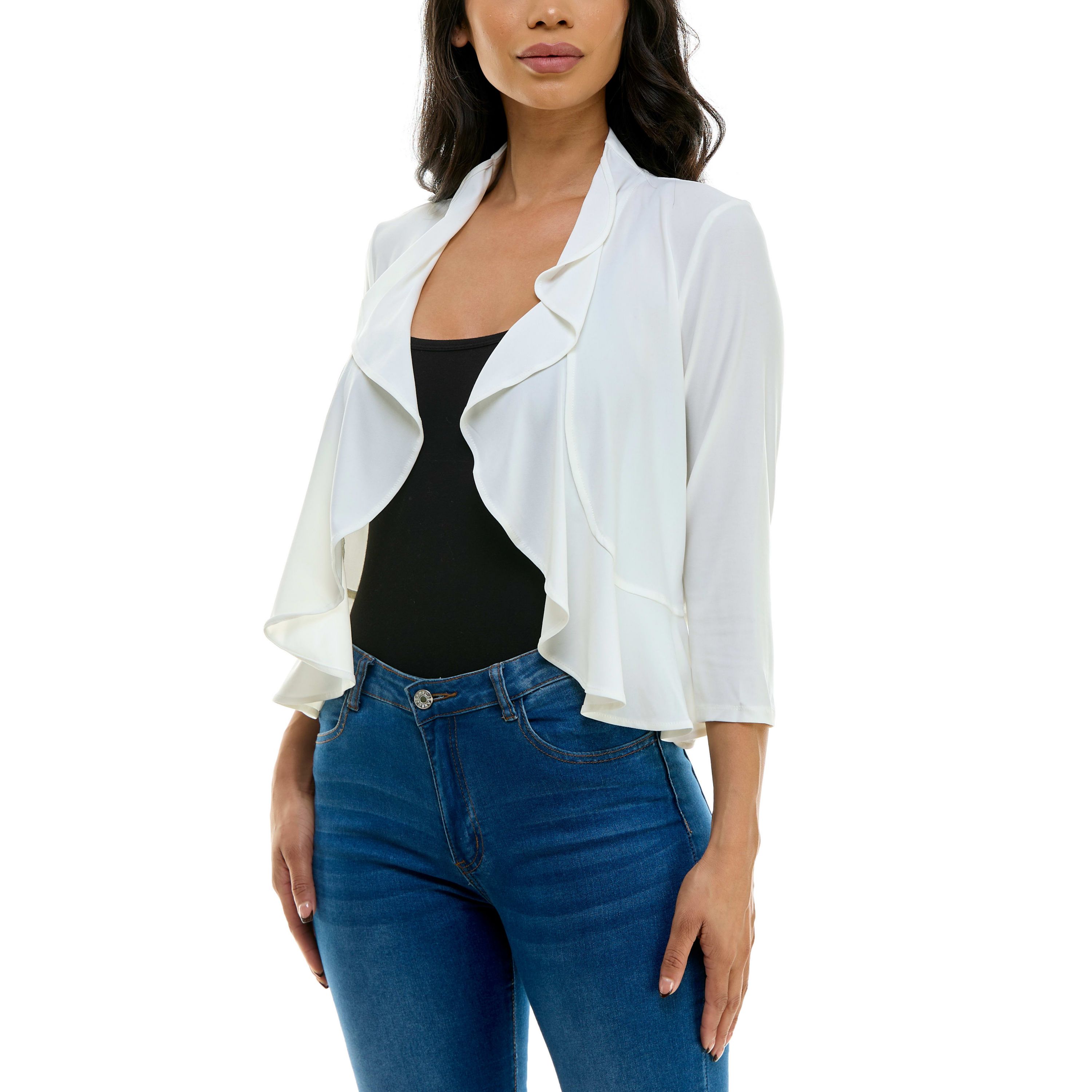 Ruffle Front Lace Back Bolero