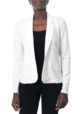 Nina Leonard Women's Long Sleeve Crop Blazer, Ivory, XL