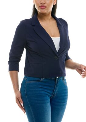 Nina Leonard Women's Long Sleeve Crop Blazer