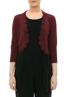 Nina Leonard Women's Scallop Knit Bolero