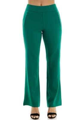Nina Leonard Women's Bell Bottom Pant, Green, XL