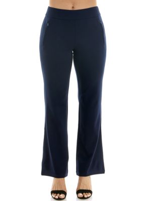 Nina Leonard Women's Bell Bottom Pant, Navy Blue, XL