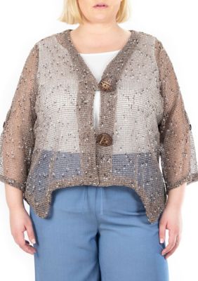Nina Leonard Women's Coconut Button Bolero