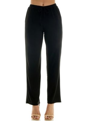 Nina Leonard Women's Drawstring 2 Pocket Pant, Black, Large