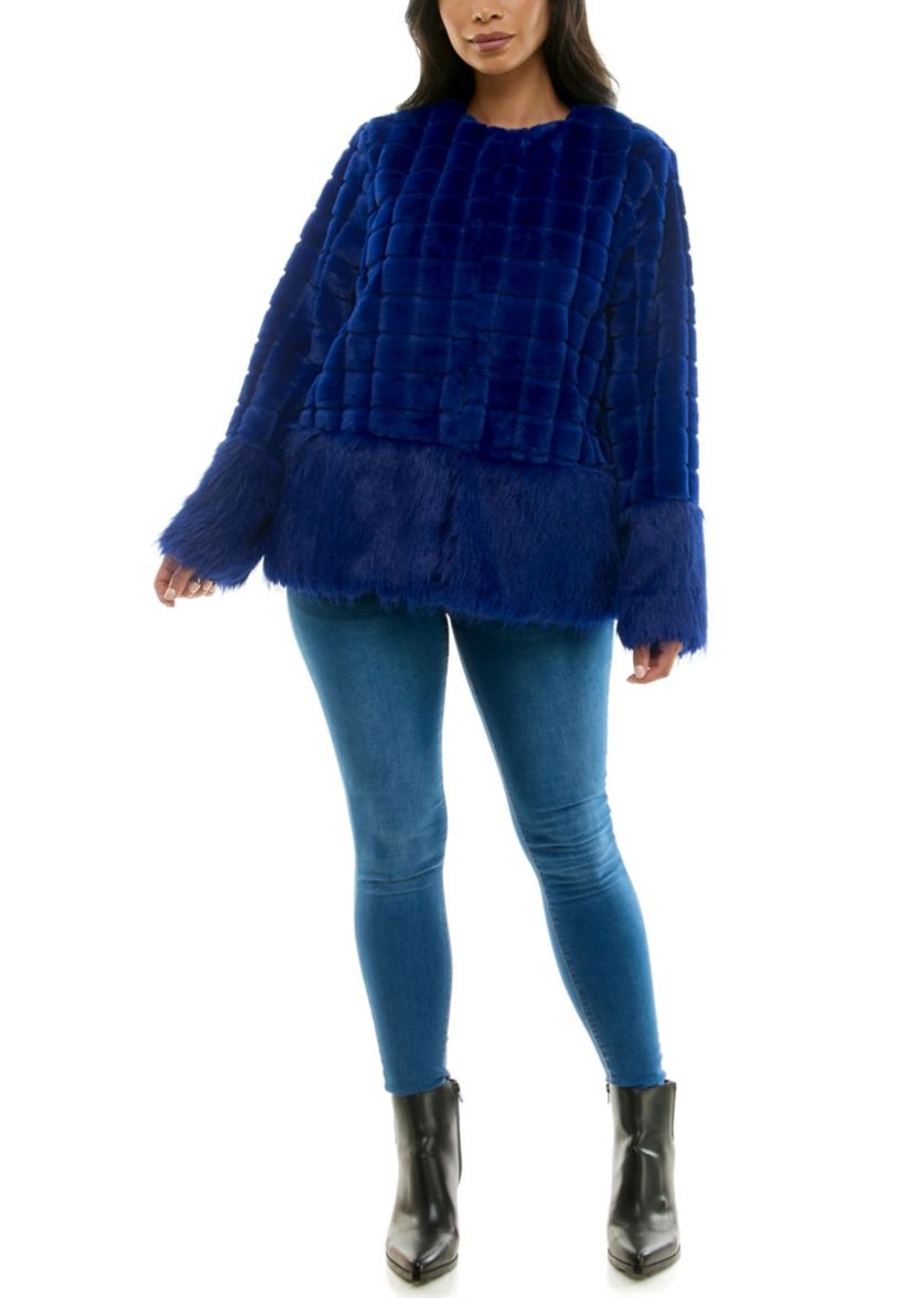 Mixed faux fur jacket