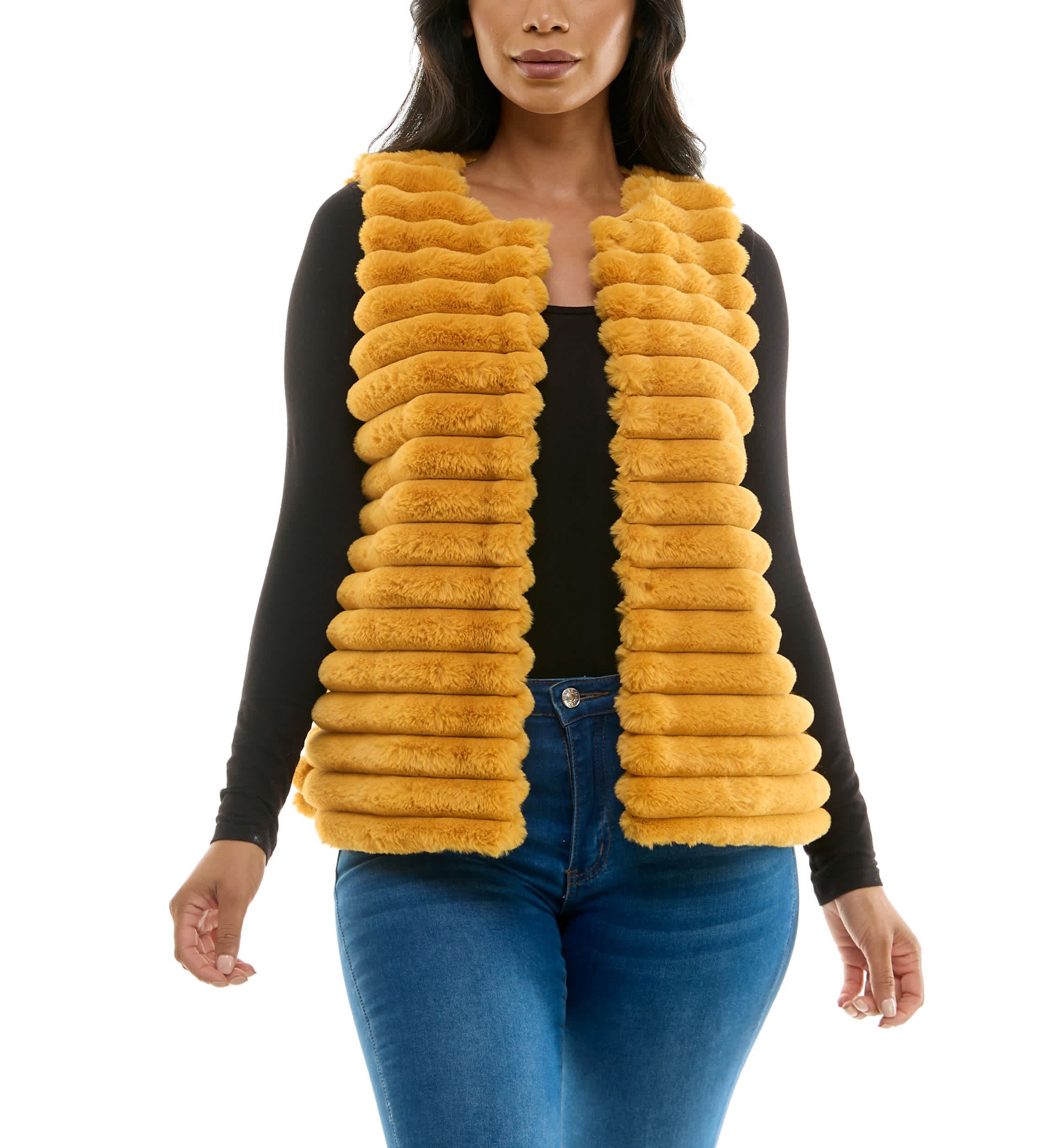 Stripe Faux Fur Vest