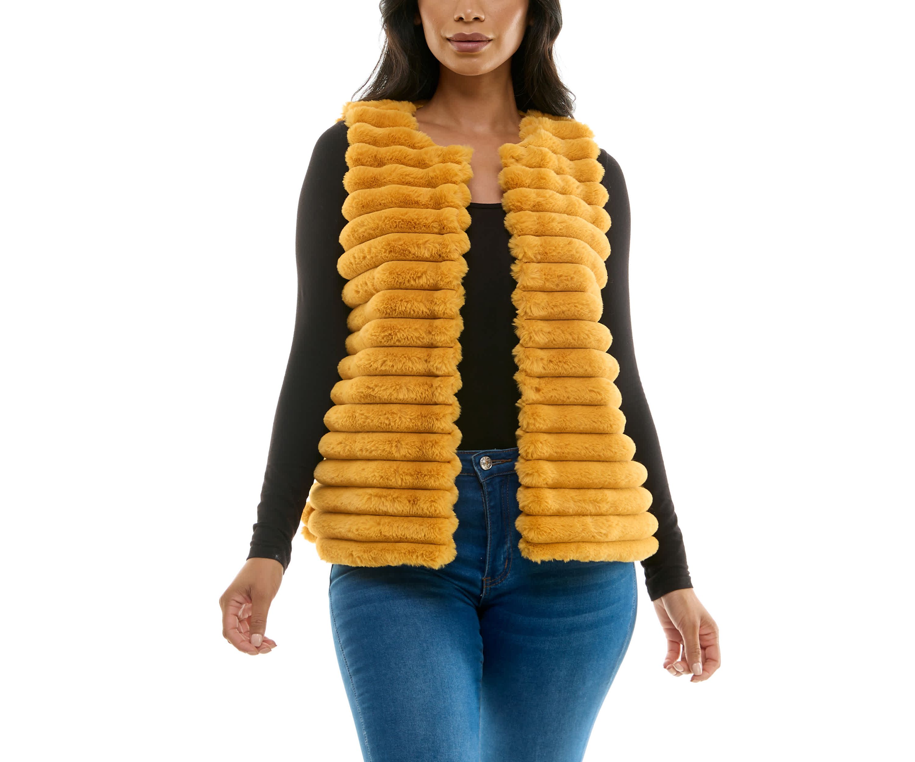 Stripe Faux Fur Vest