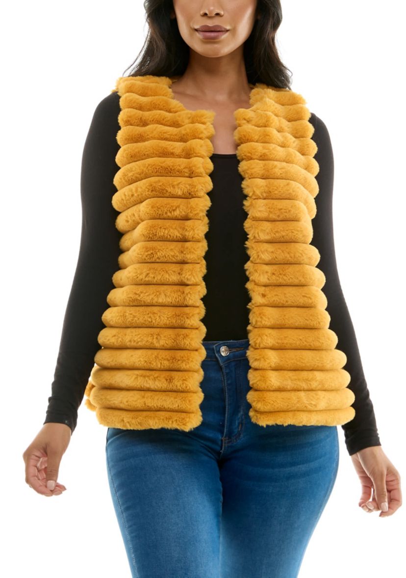 Stripe Faux Fur Vest