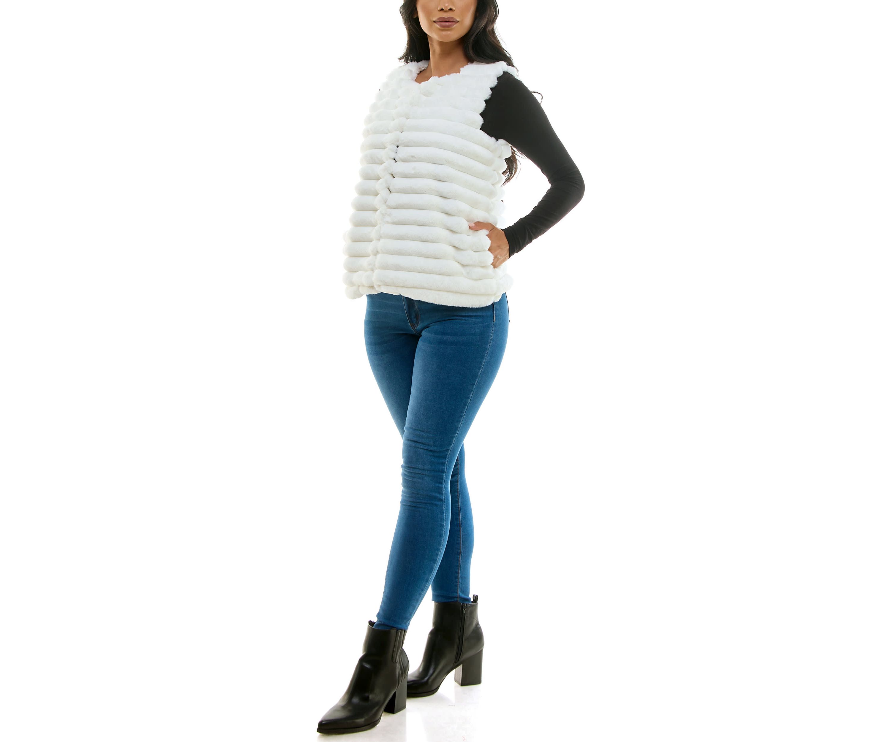 Stripe Faux Fur Vest