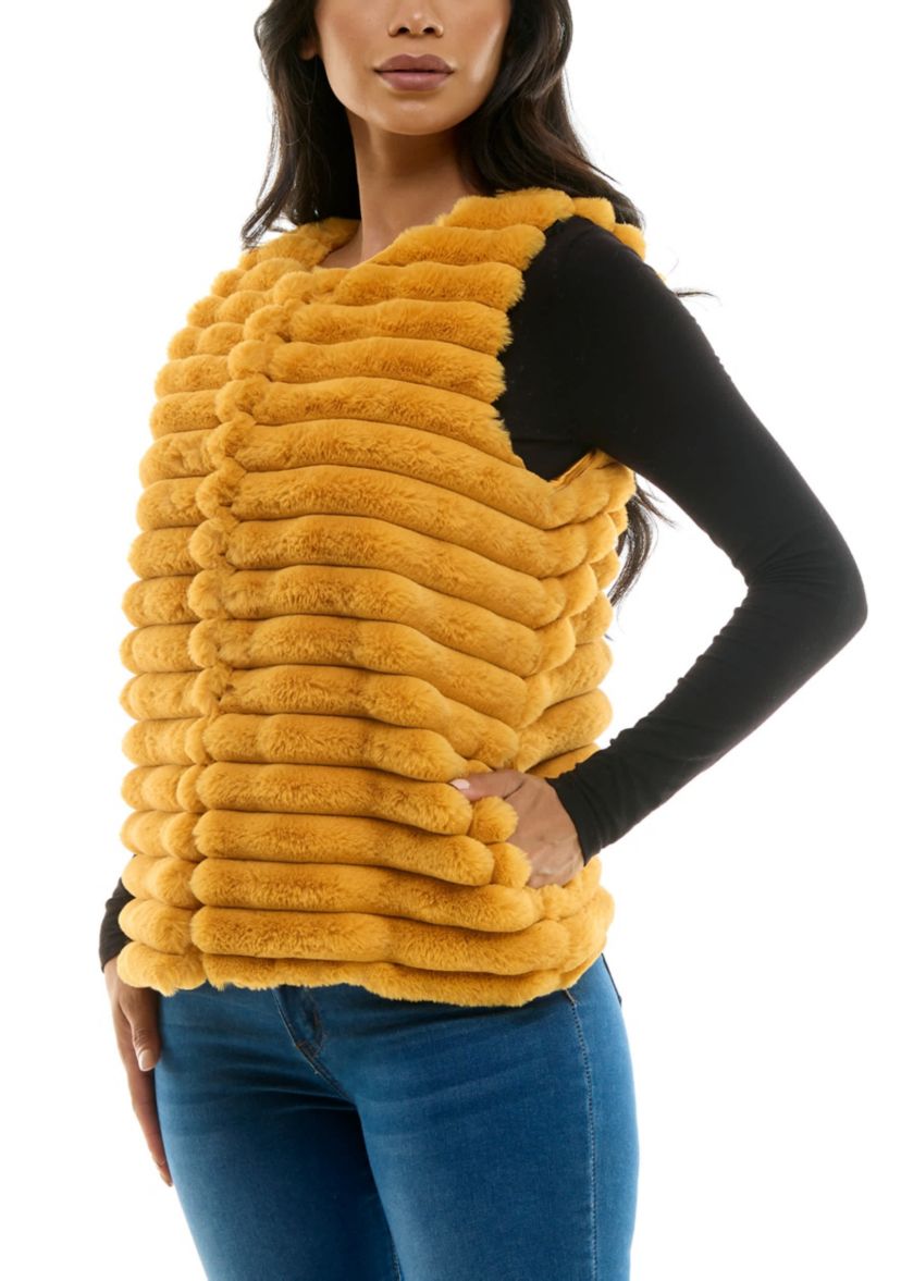 Stripe Faux Fur Vest