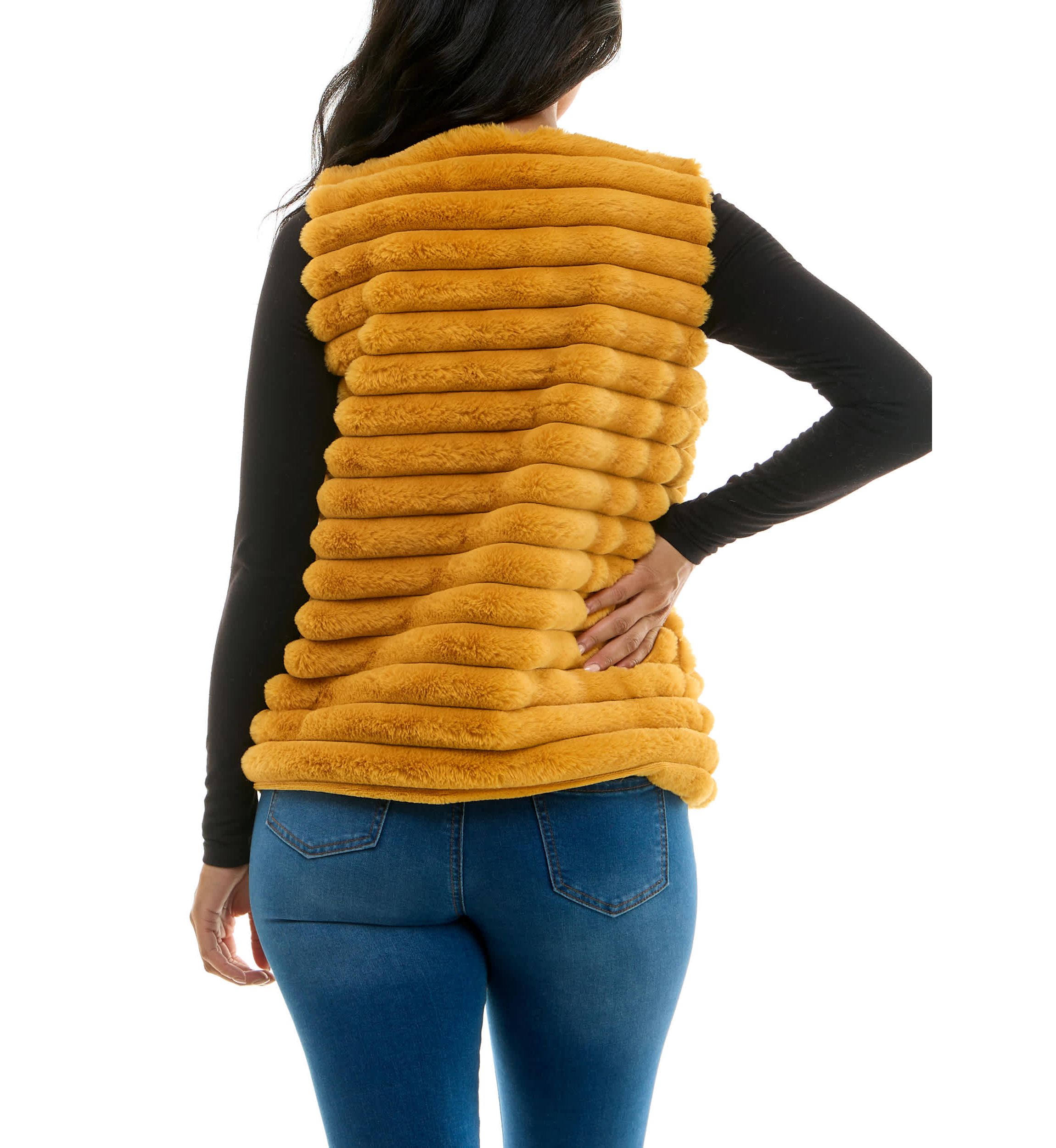 Stripe Faux Fur Vest