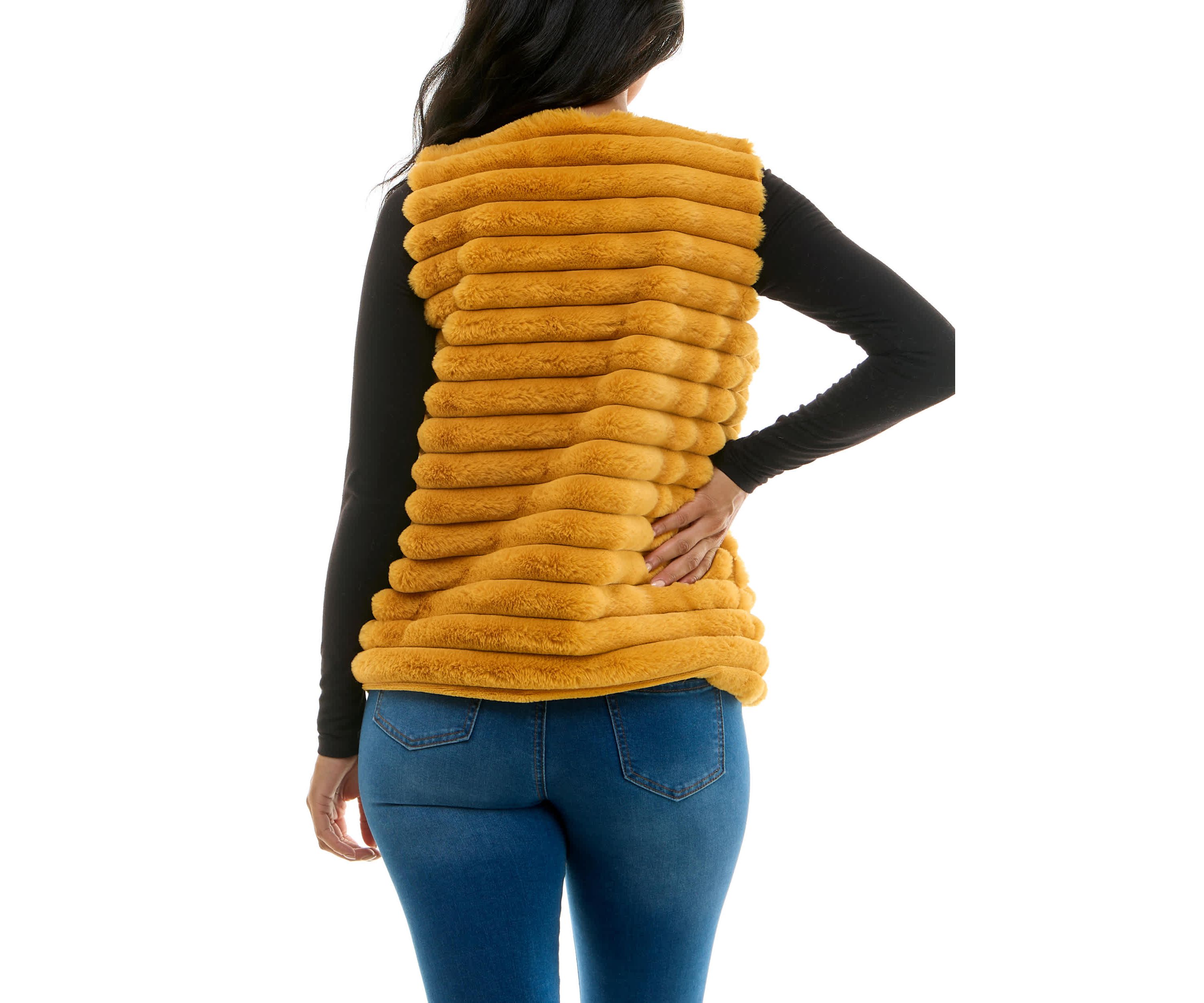 Stripe Faux Fur Vest