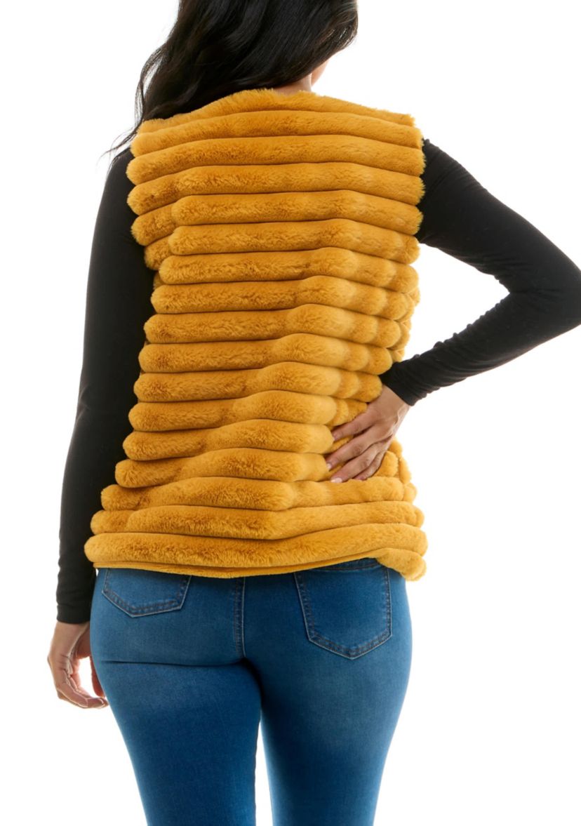 Stripe Faux Fur Vest