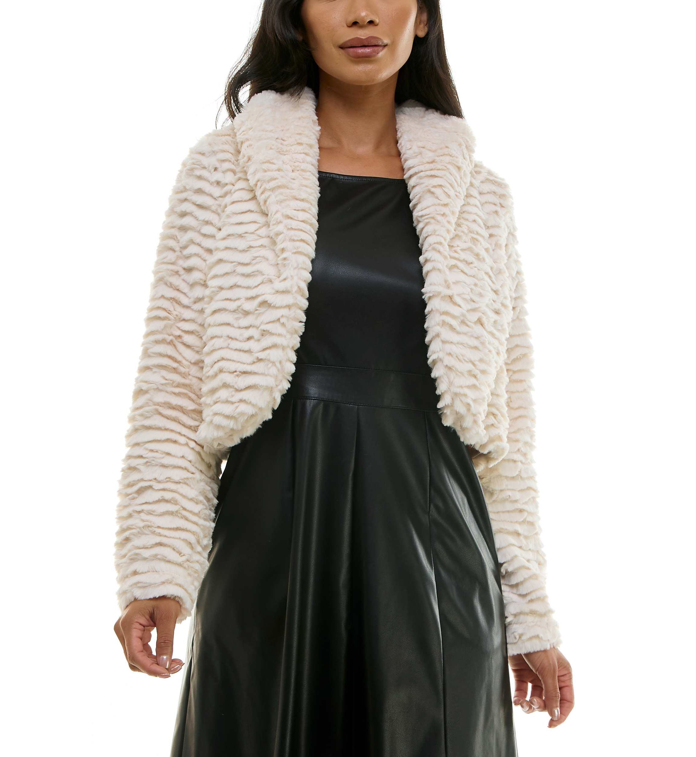 Curved Faux Fur Bolero