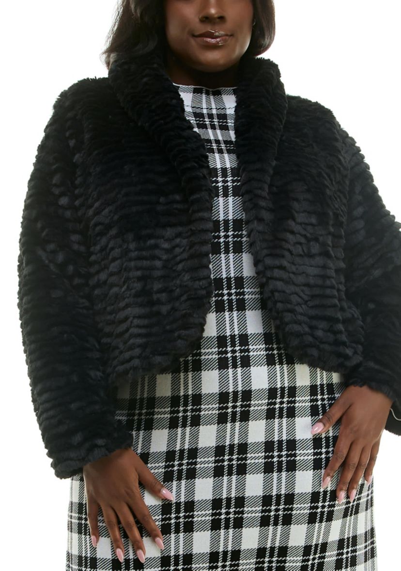 Curved Faux Fur Bolero