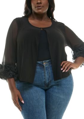 Nina Leonard Women's Soutache Ruffle Bolero