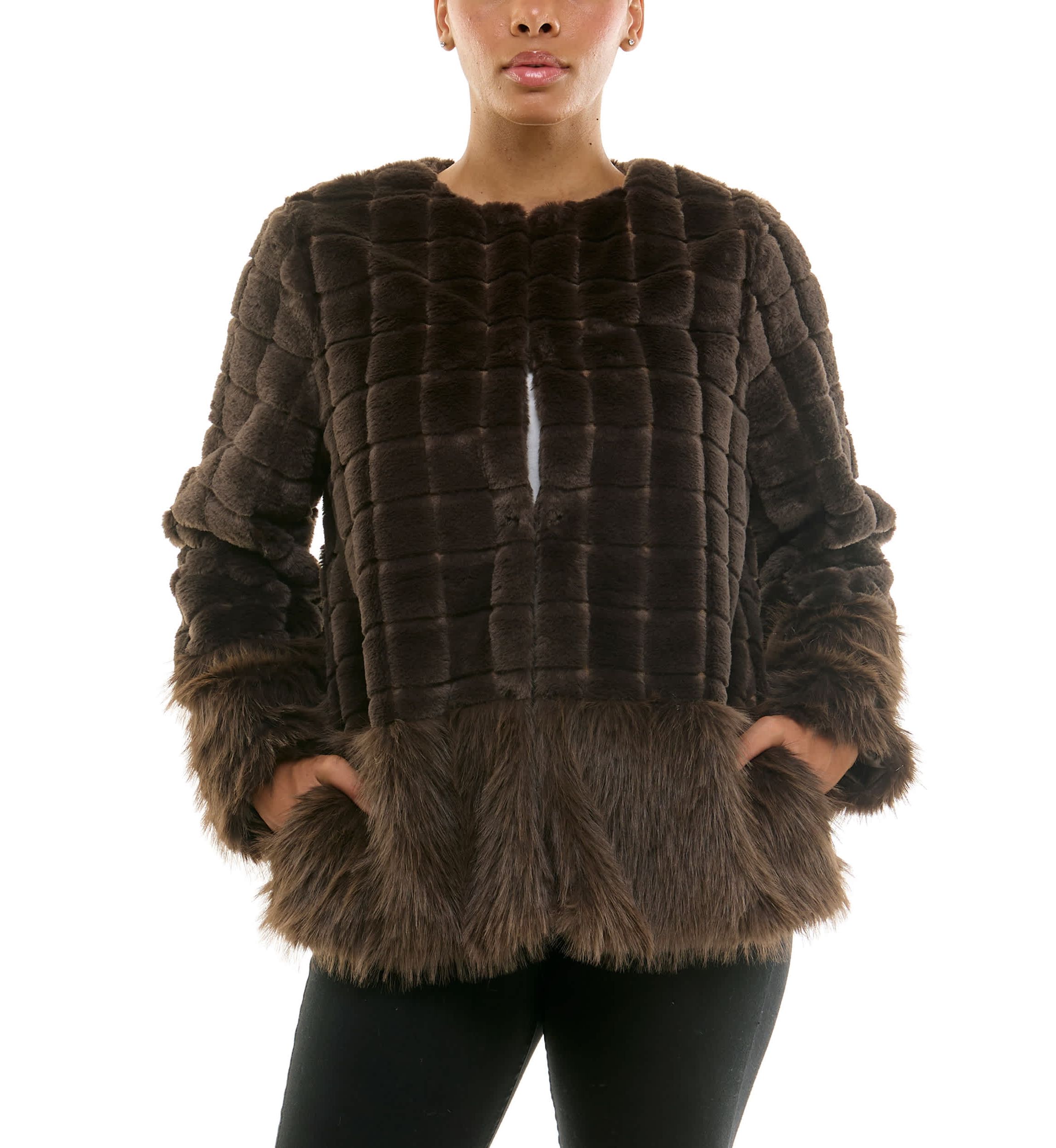 Nina Leonard Mixed faux fur jacket | Belk