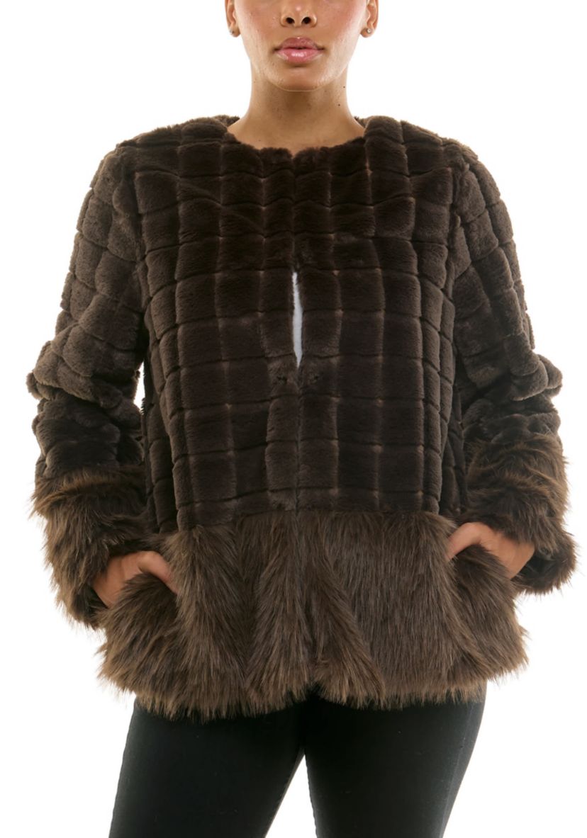 Mixed faux fur jacket