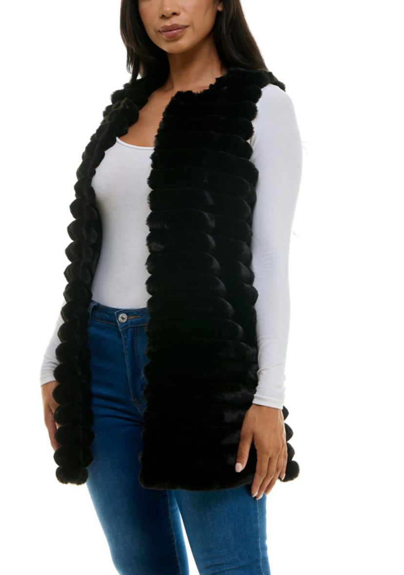 Stripe horizontal faux fur vest