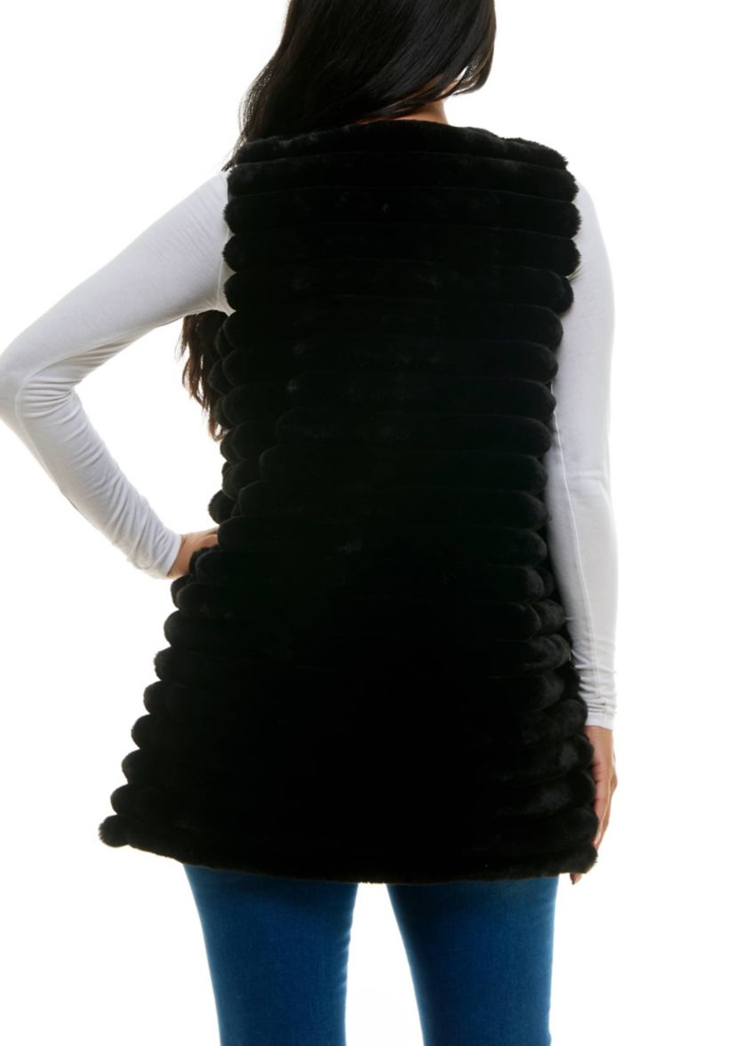 Stripe horizontal faux fur vest
