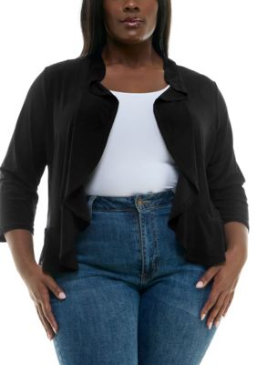 Nina Leonard Women's Ruffle front bolero solid
