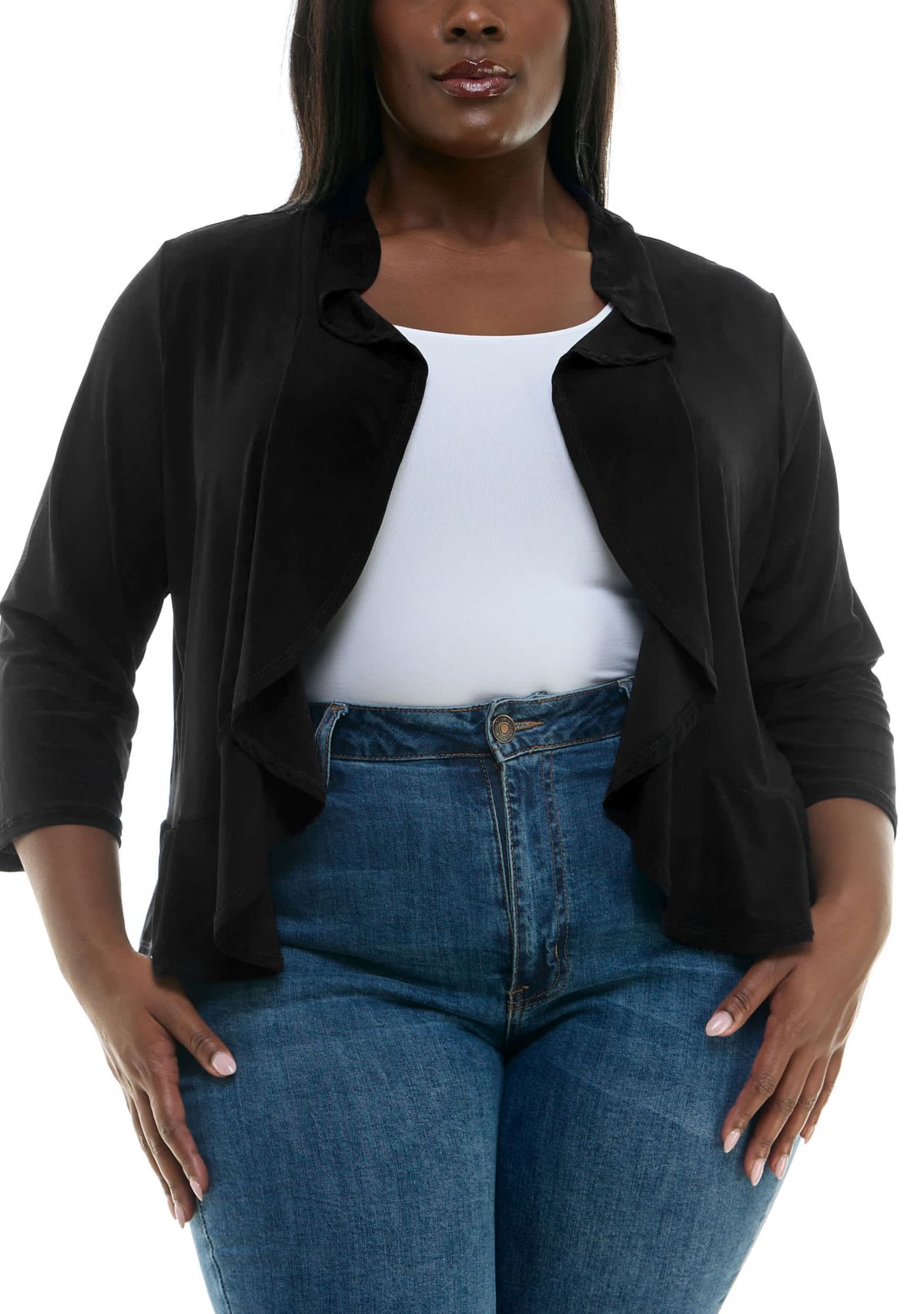 Ruffle front bolero solid