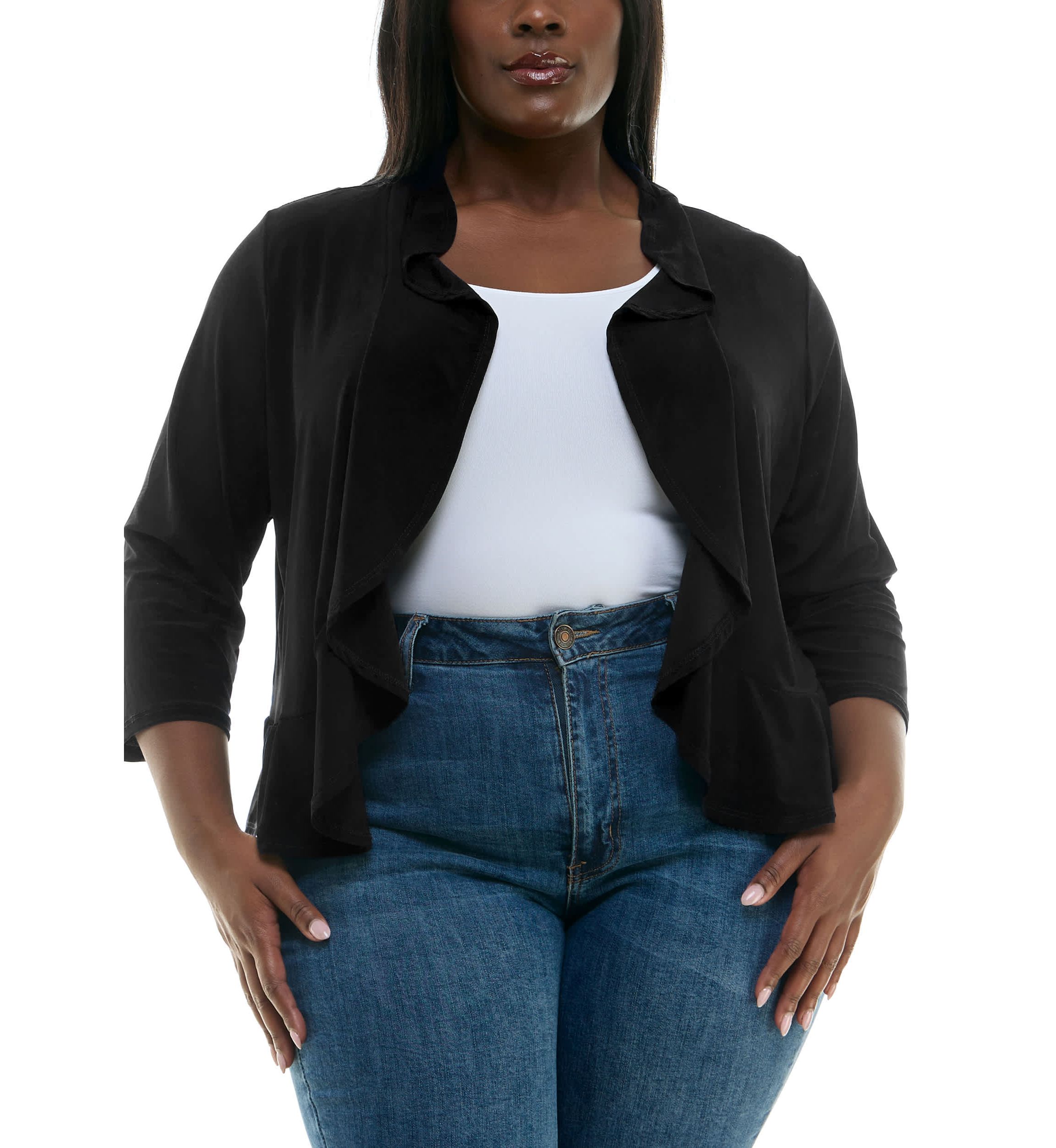 Ruffle front bolero solid